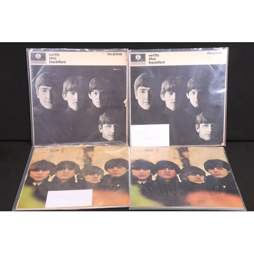 Vinyl - 4 The Beatles original UK pressing LPs on the yellow...