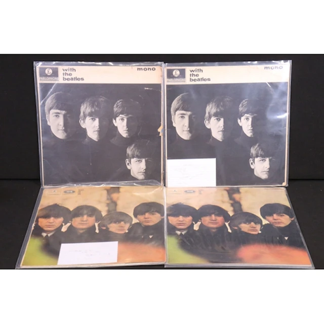 Vinyl - 4 The Beatles original UK pressing LPs on the yellow...