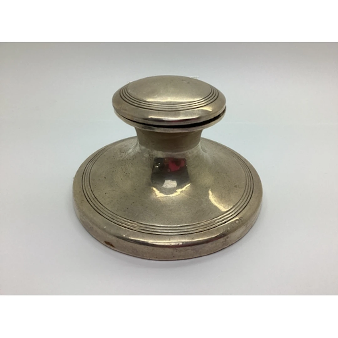 A Hallmarked Silver Capstan Style Desk Inkwell, (marks rubbe...