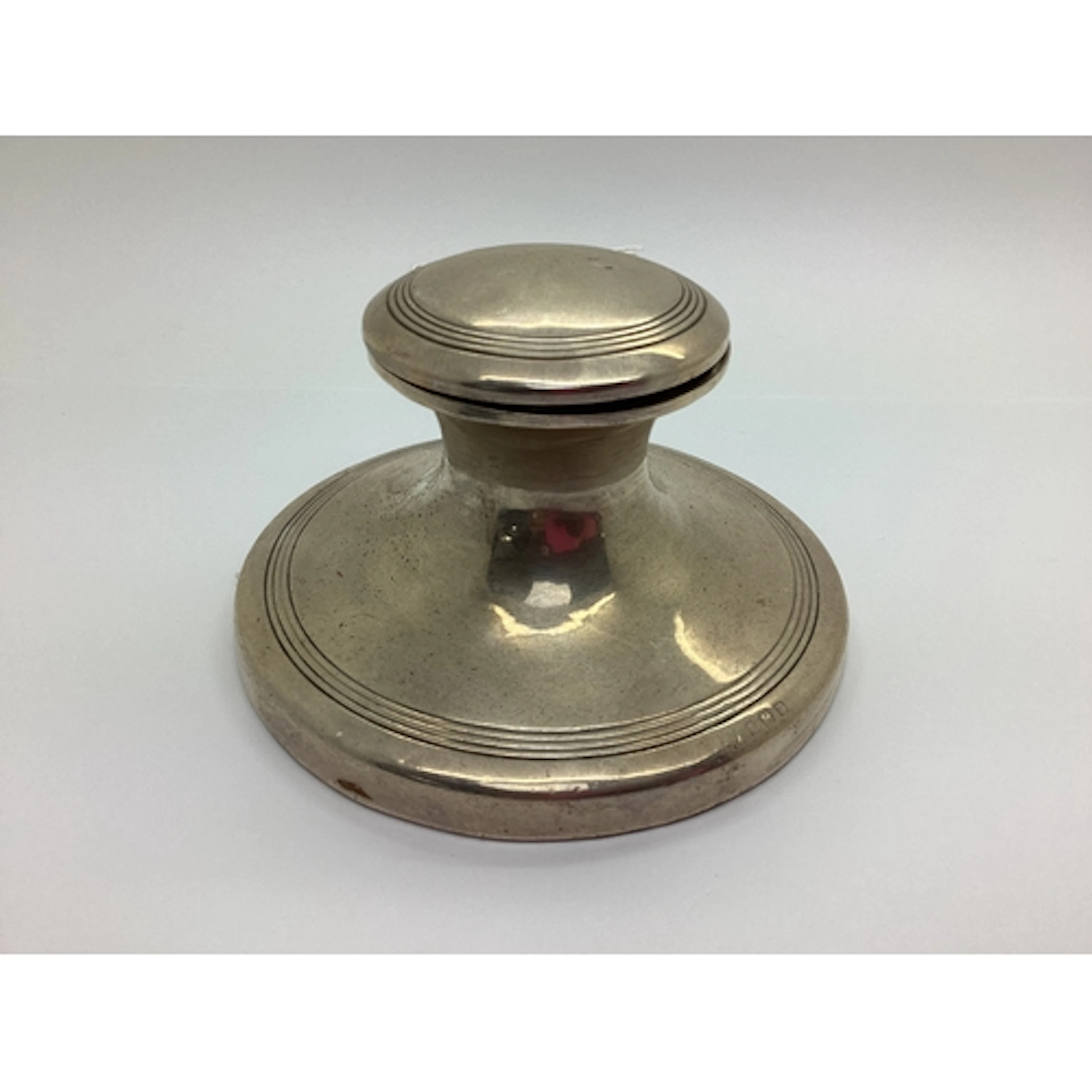 A Hallmarked Silver Capstan Style Desk Inkwell, (marks rubbe...