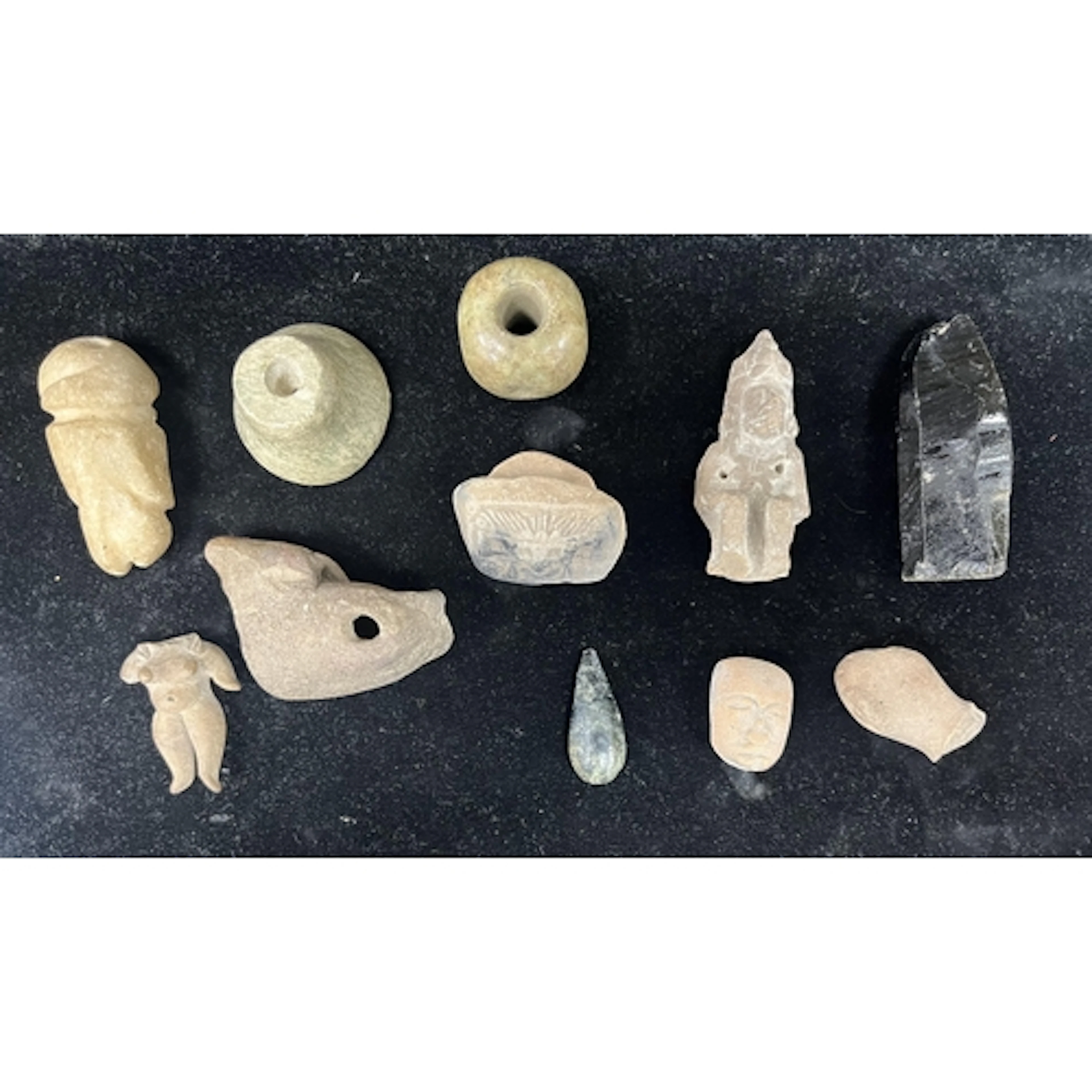A group of pre-Colombian terracotta objects and two jadeite ...