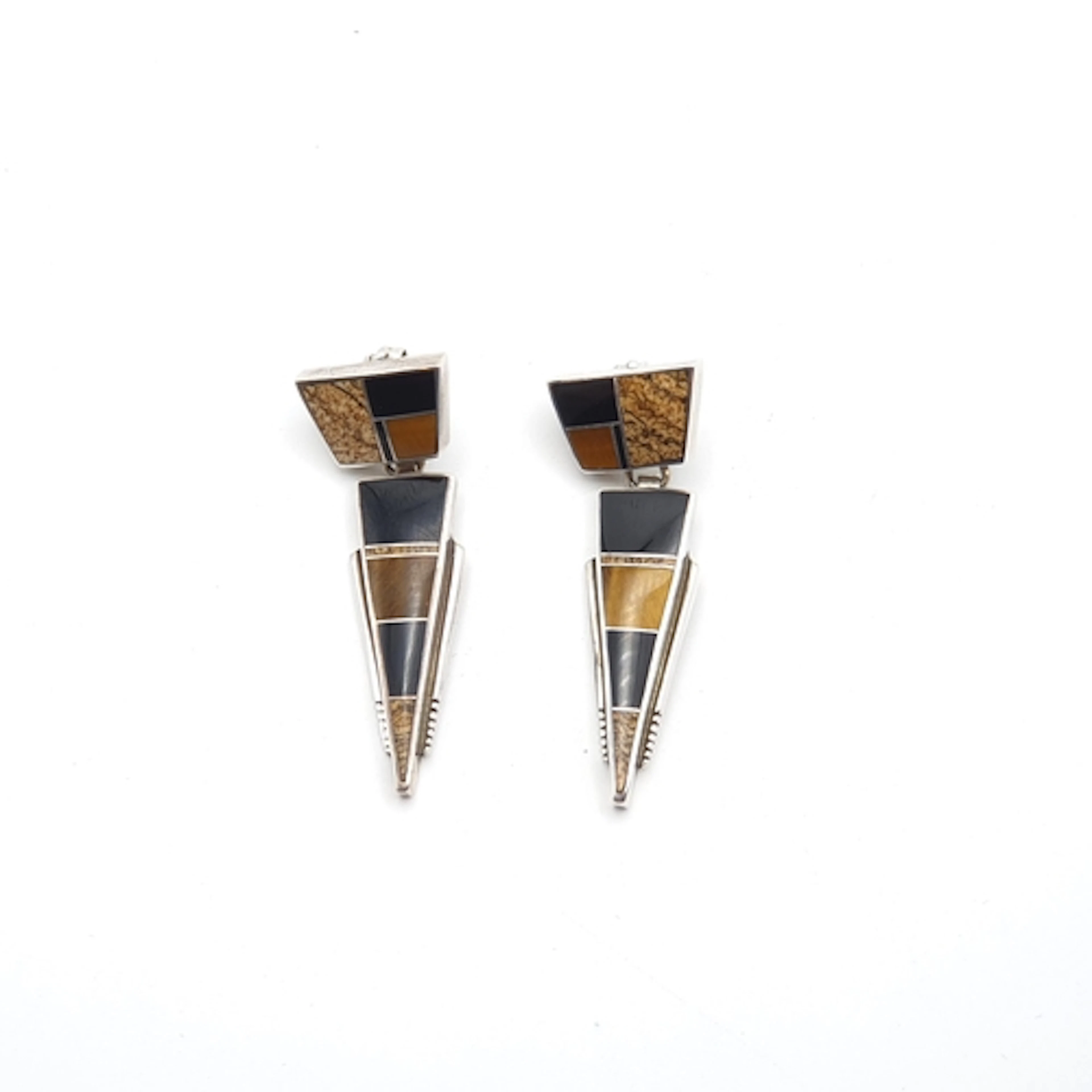 A pair of Supersmith Art Deco Style 925 Ear Pendants with ti...