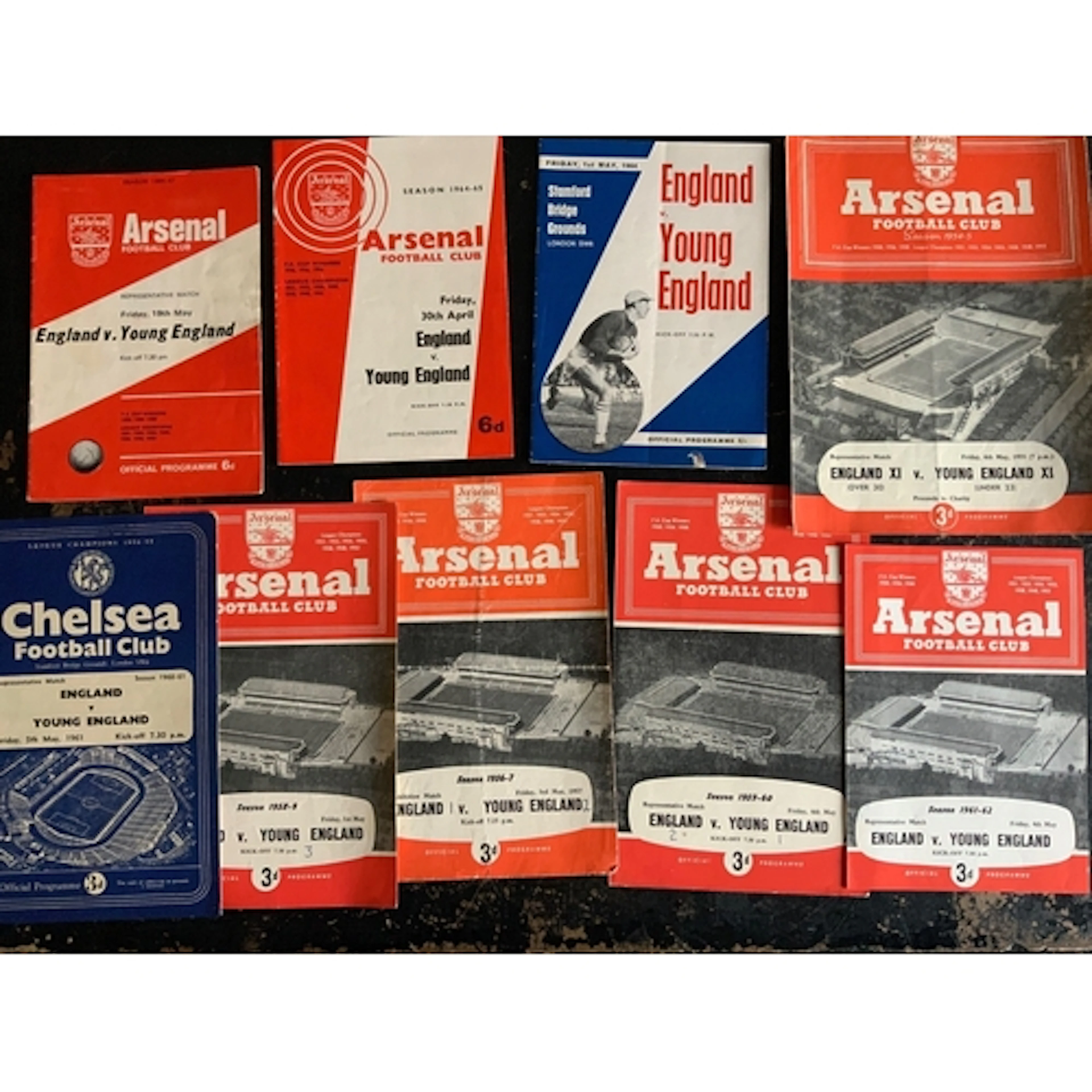 England v Young England Football Programmes: 8 different fro...