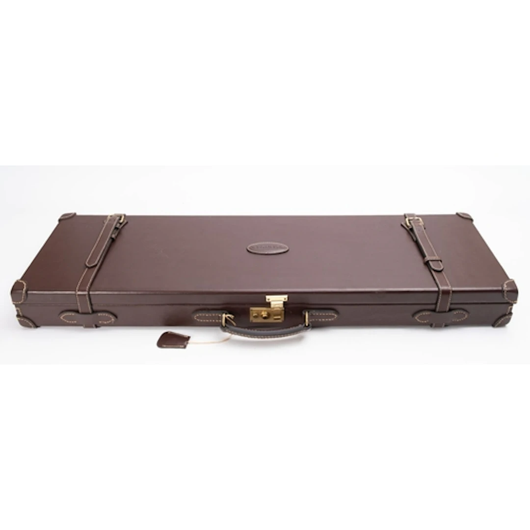 Guardian brown leather hard shell gun case, adjustable to fi...