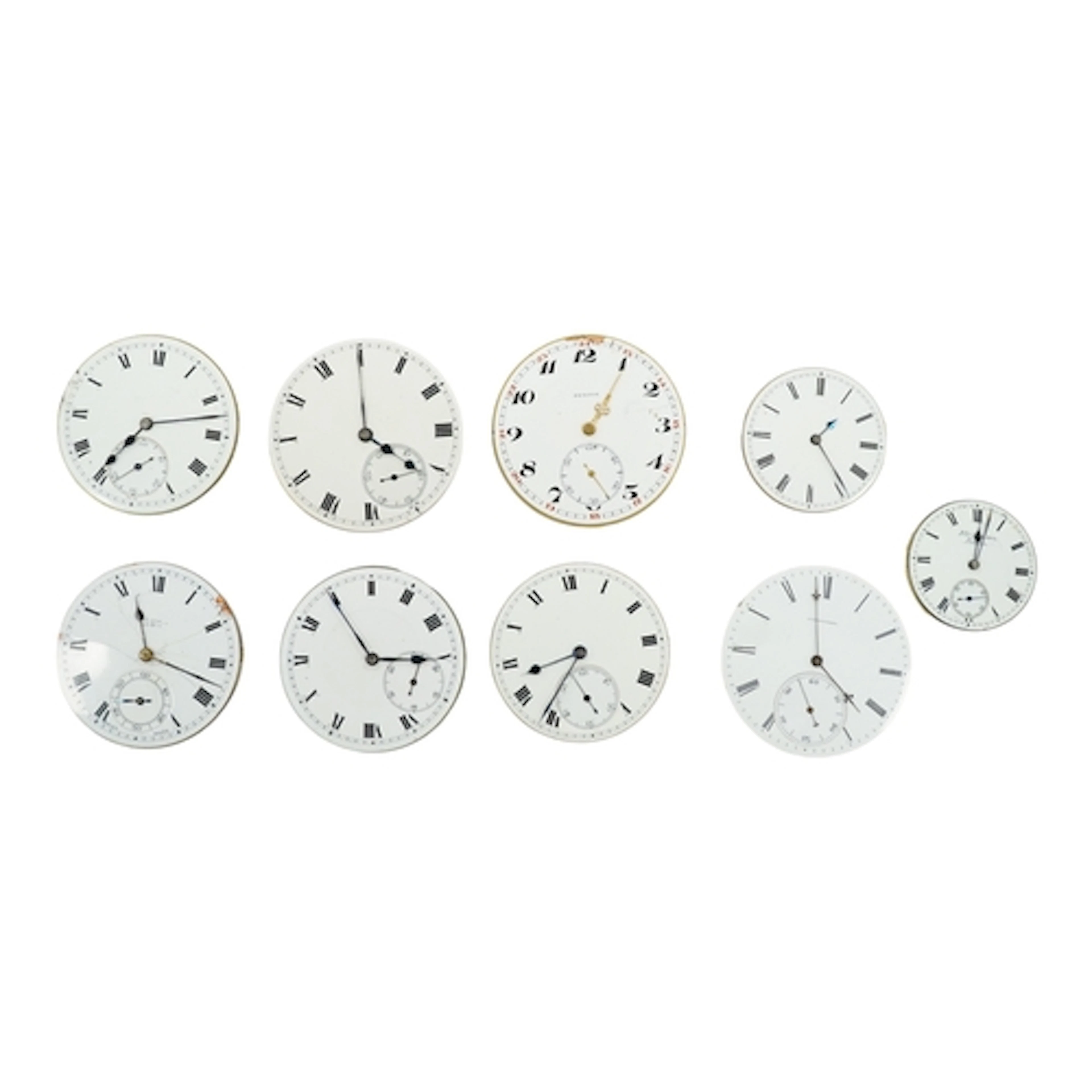 Nine assorted pocket or fob watch movements including Zenith...