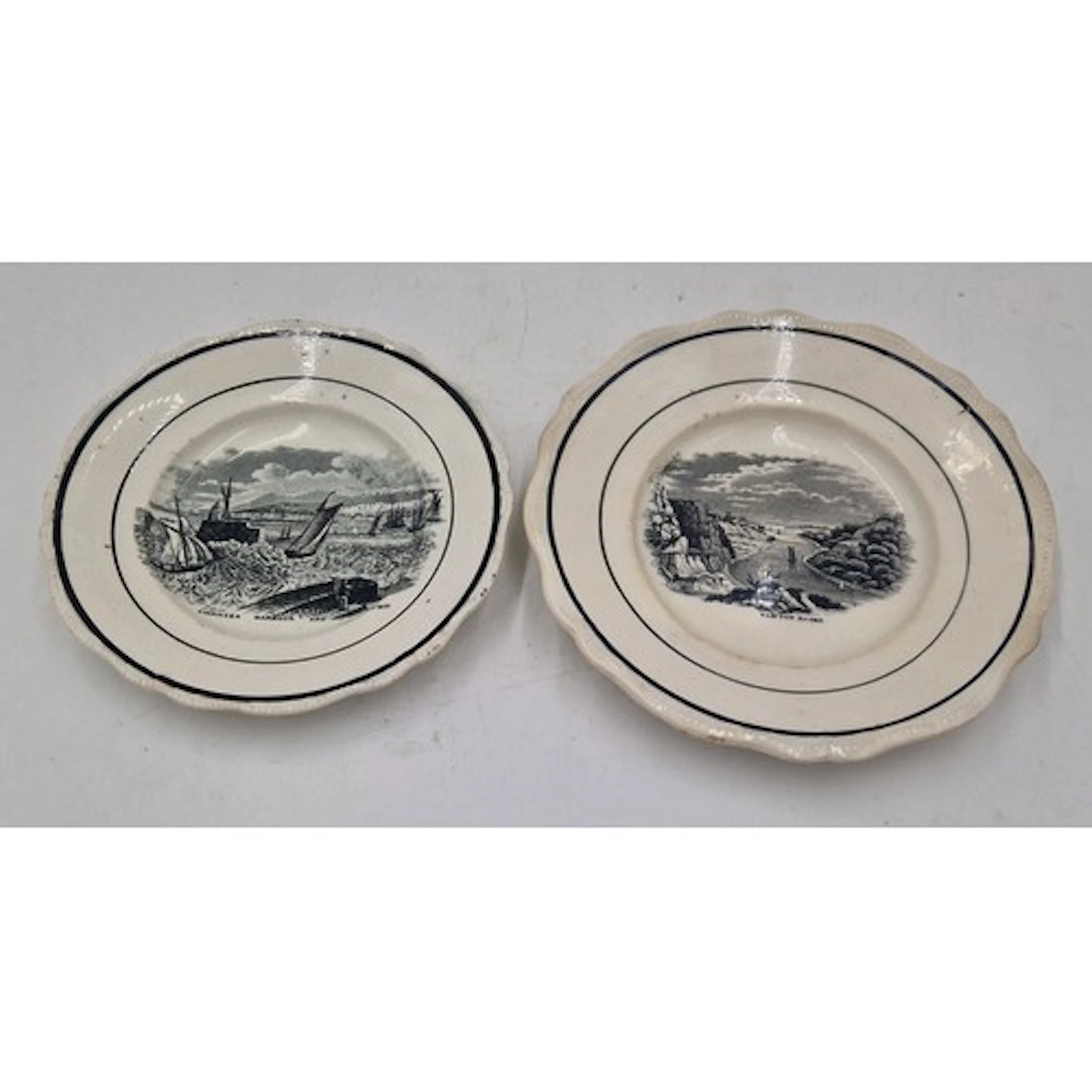 Two early 19th century black and white transfer printed Swan...