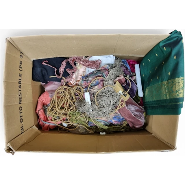 A good box of vintage Fabric items.