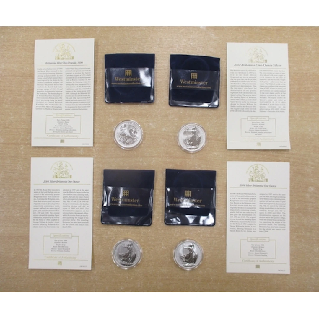 Collection of uncirculated £2 Britannia include 1999, 2002, ...