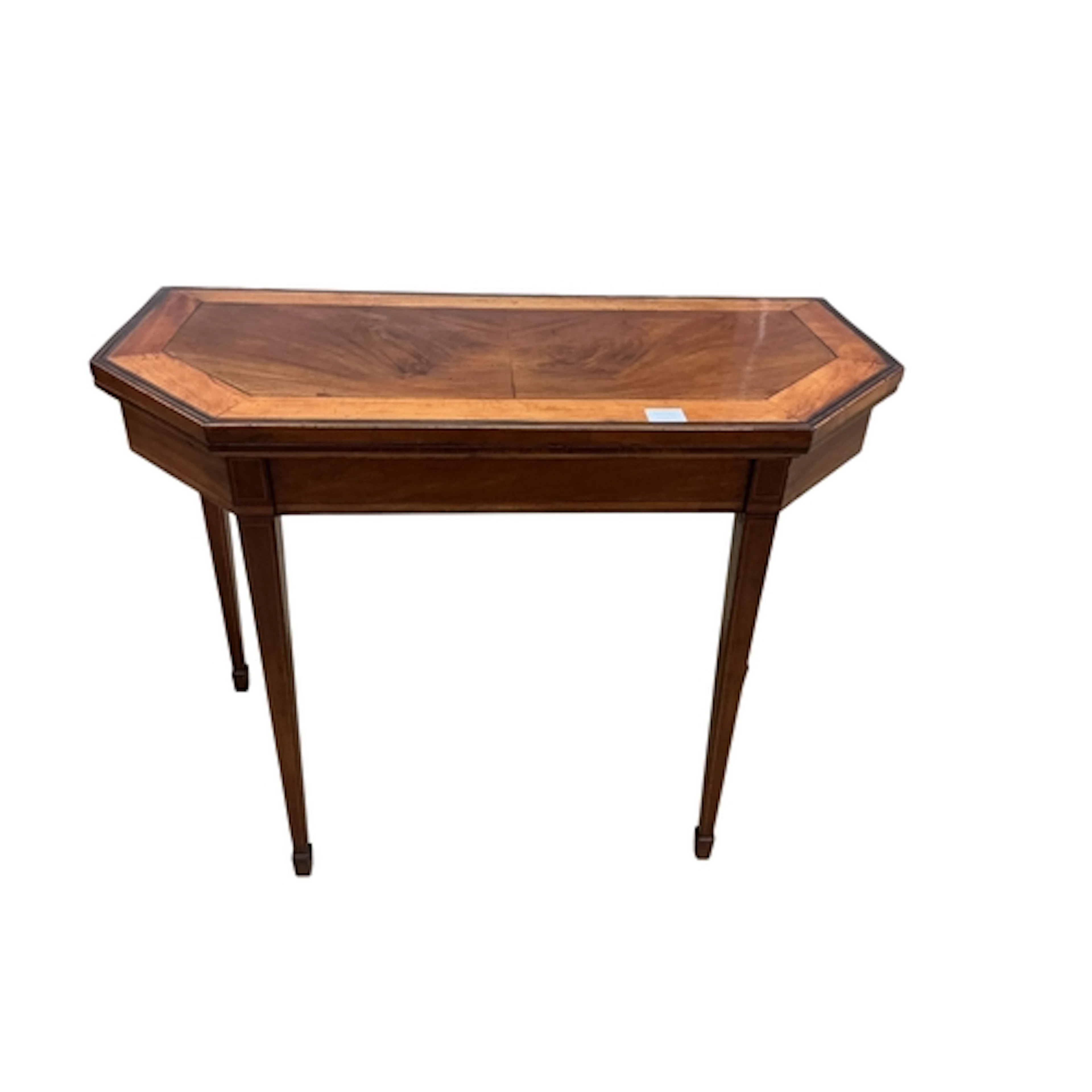 A George III mahogany and satinwood banded card table, width...