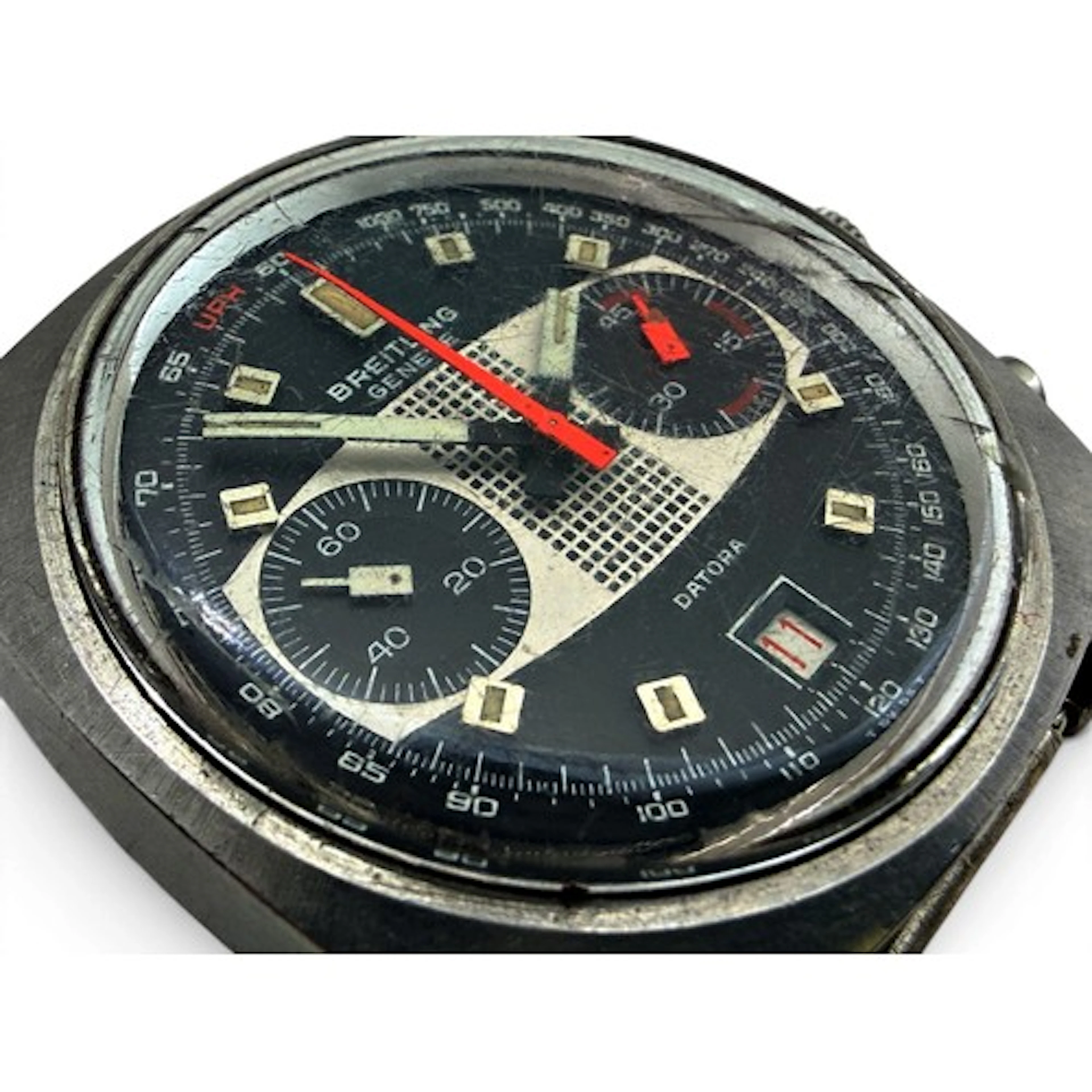 Breitling. A vintage Datora chronograph wristwatch, the blac...