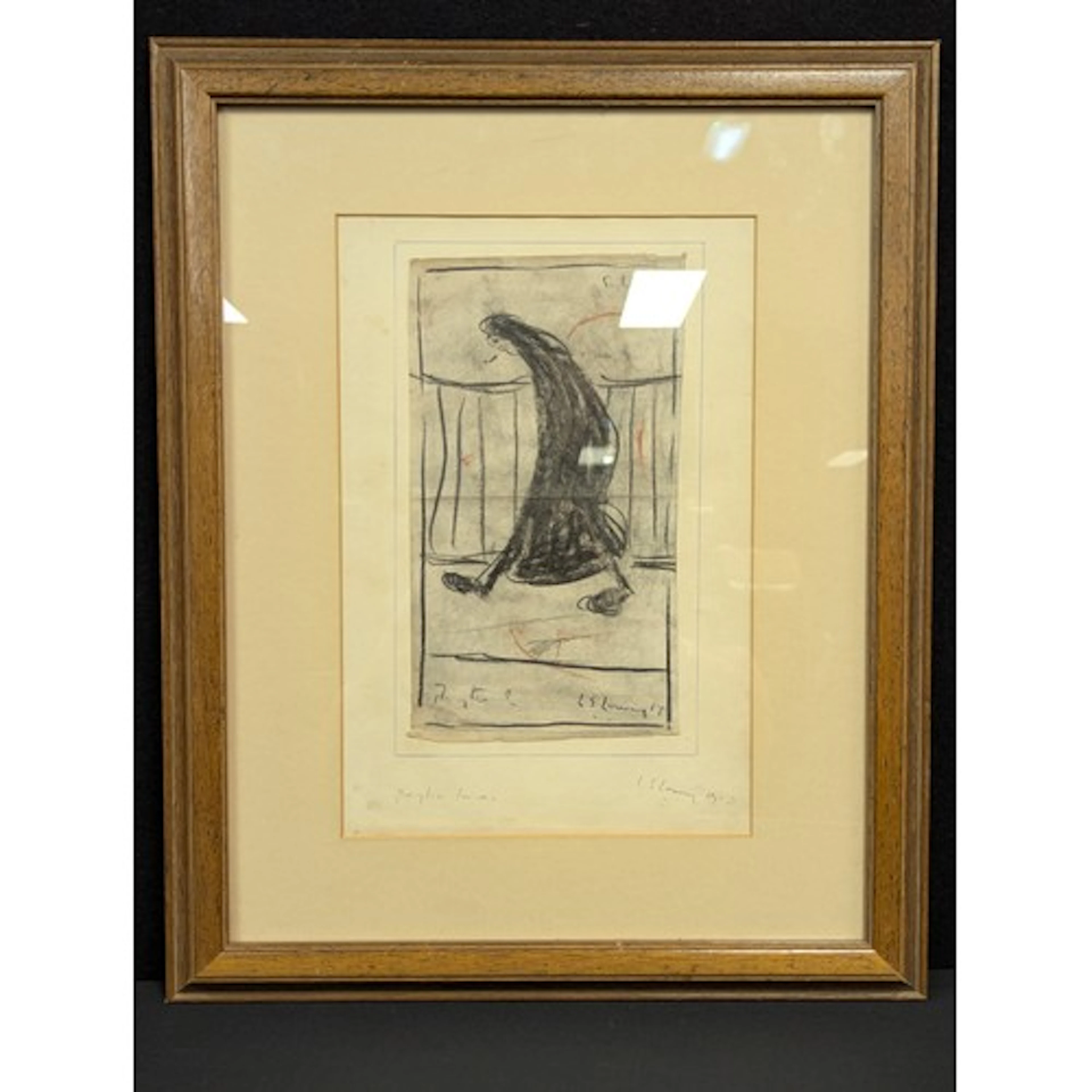 After LS Lowry Figure Walking Past Railings mixed media ...