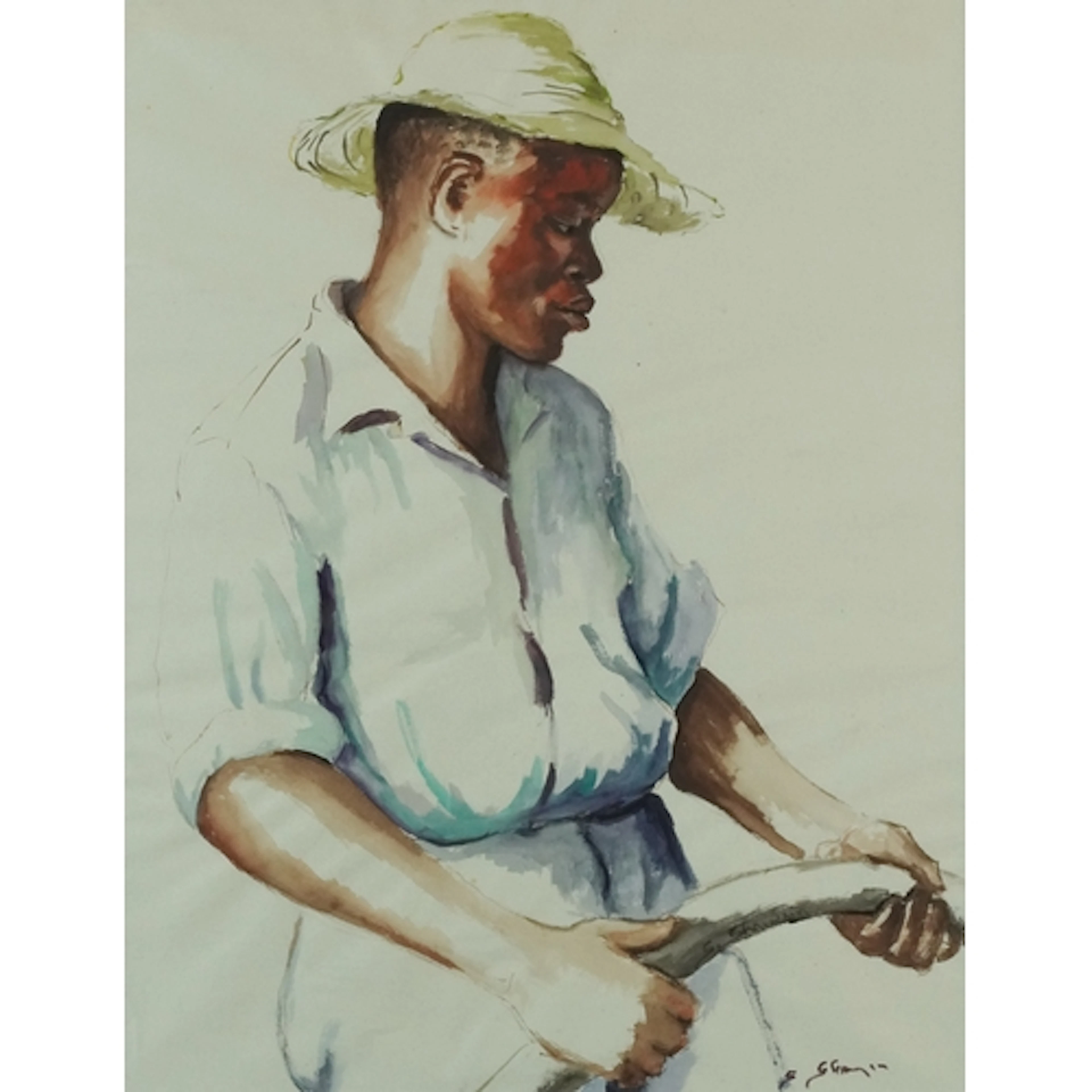 Stella Shawzin - Study of an African male, 20th century Sout...