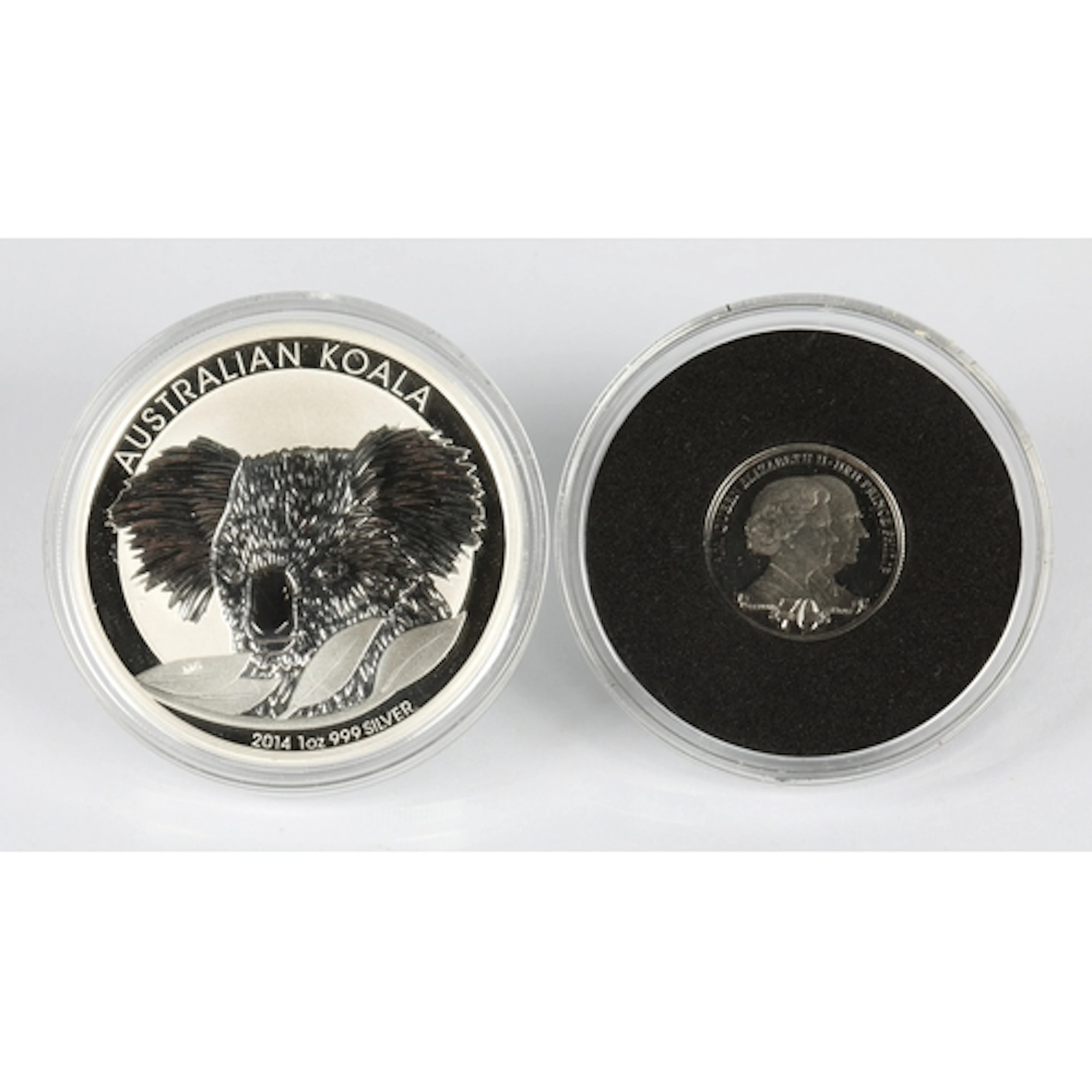 Silver proof Australian Koala one dollar coin and HM Queen E...