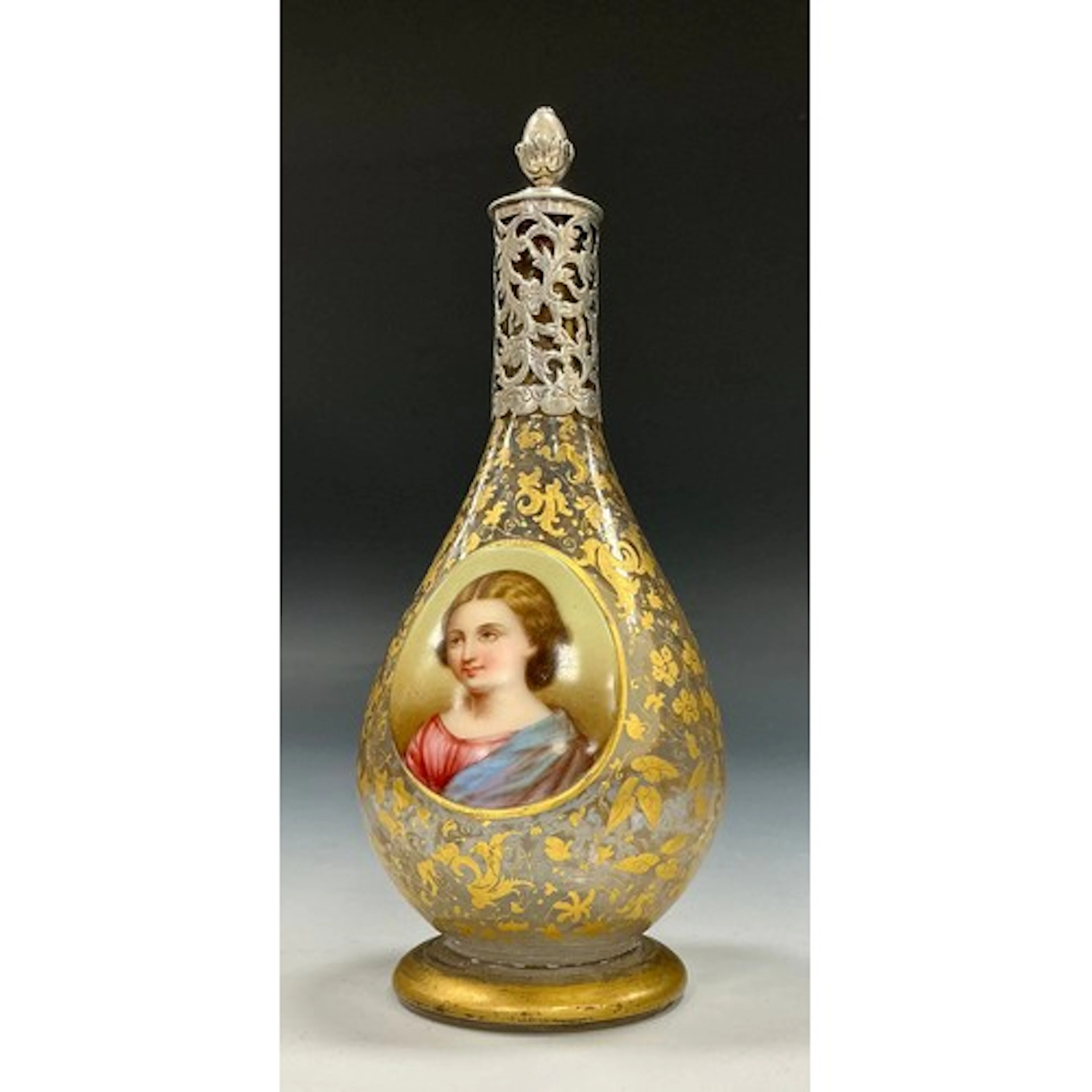 A 19th century Continental glass and silver mounted baluster...