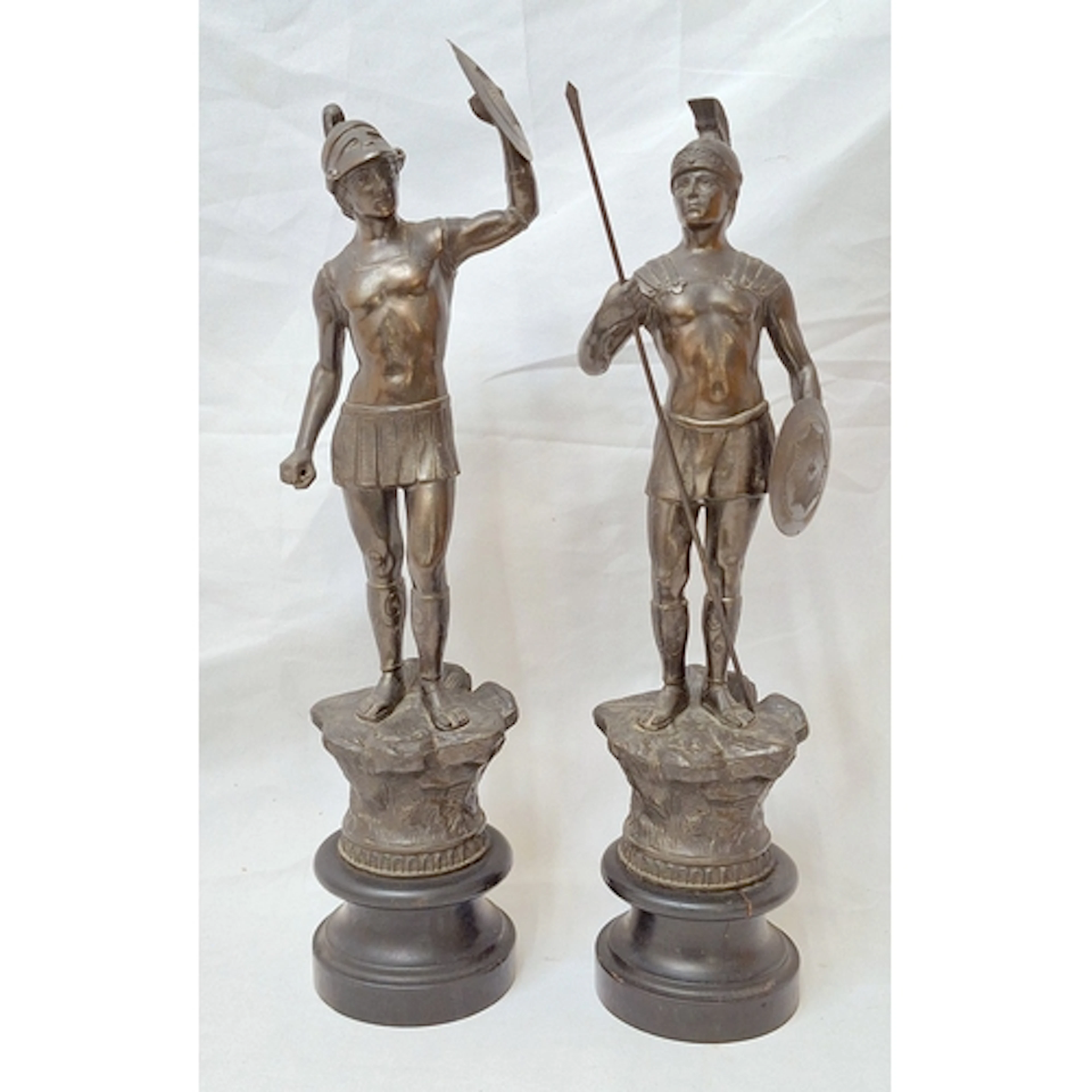 2 Vintage Spelter Figurines both depicting warriors, Greek &...