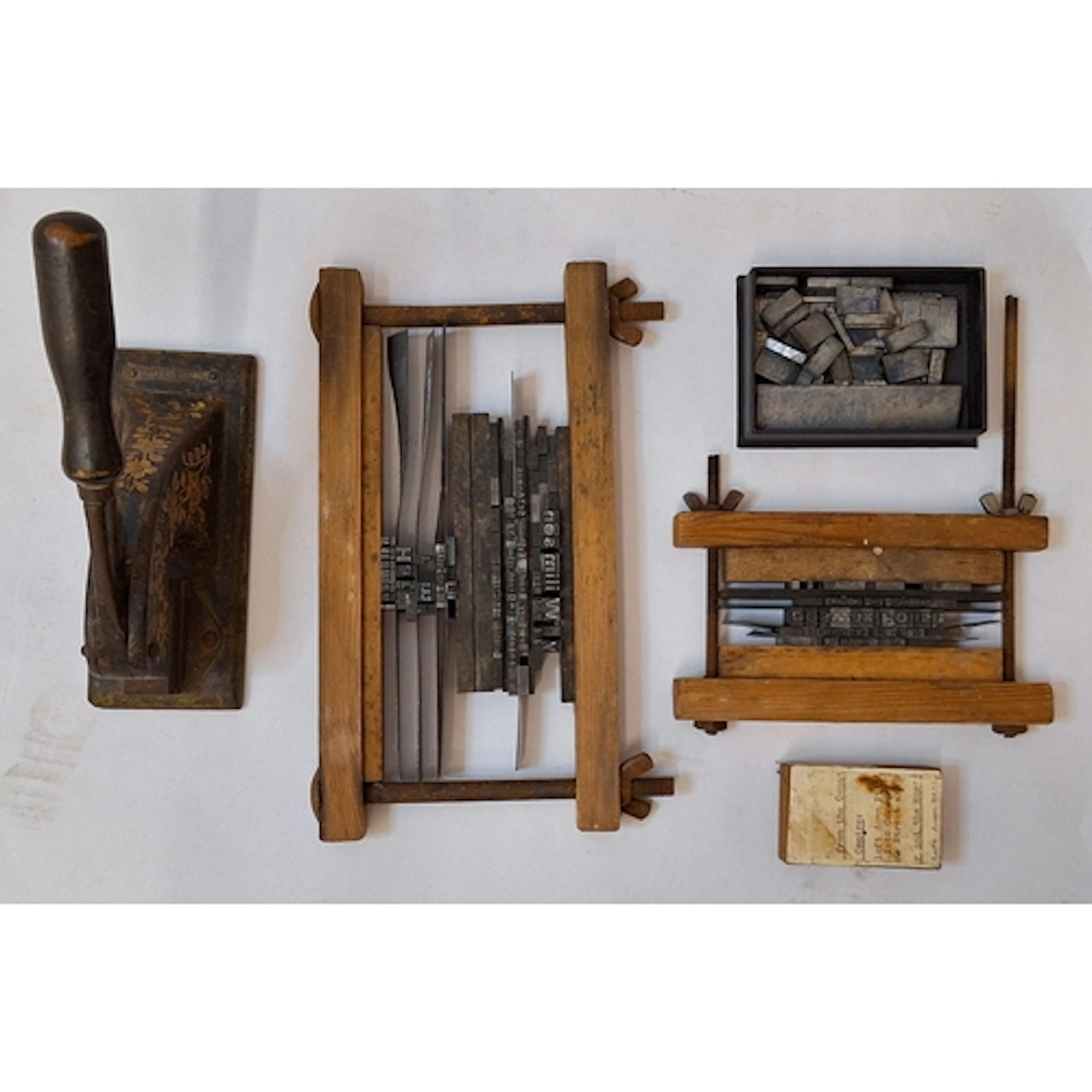Letter Press Letters & Composing Frames, antique cast iron p...