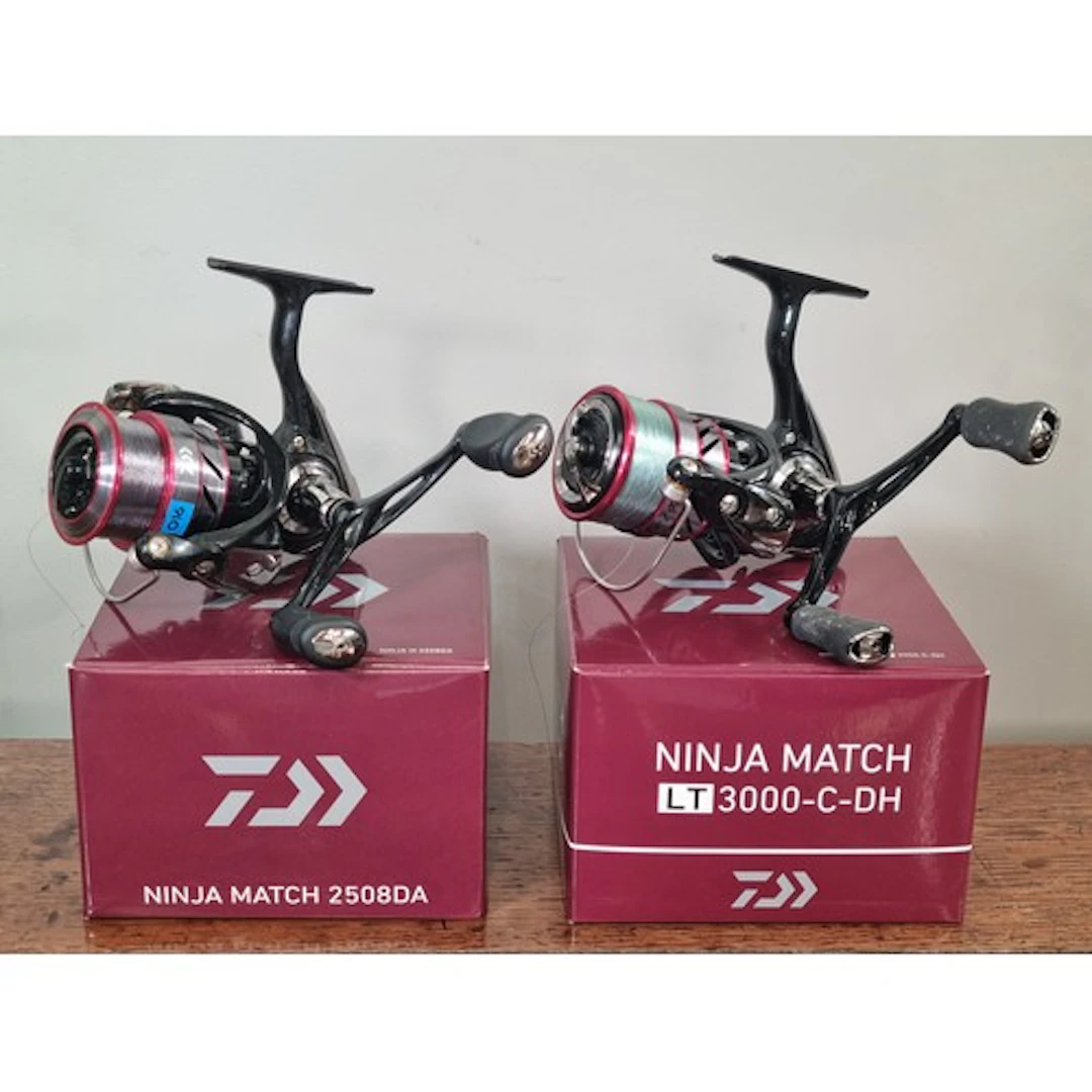 A boxed Daiwa Ninja Match 2508DA Fishing Reel with Spare Spo...