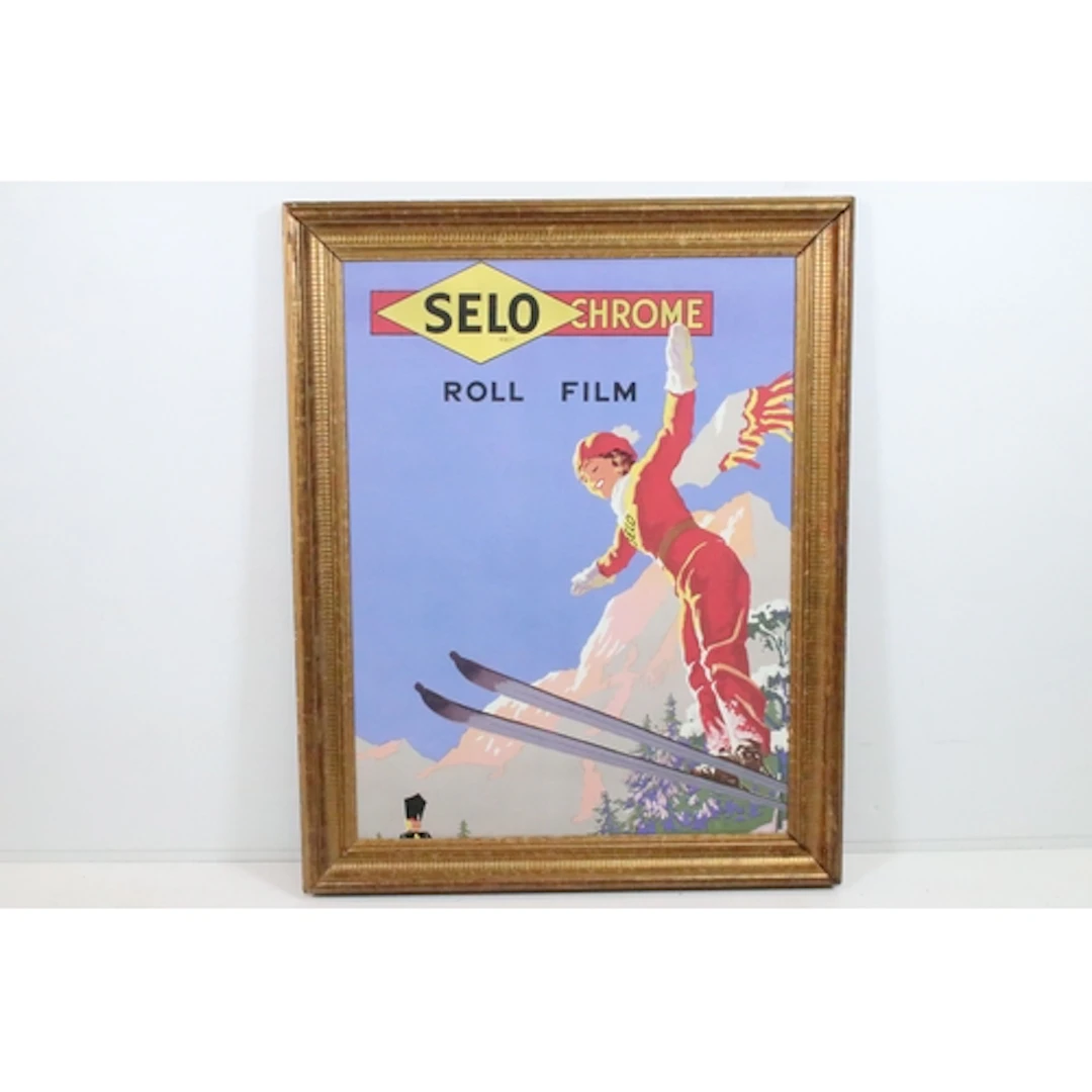 Skiing advertising poster for Selo Chrome Roll Film, print o...