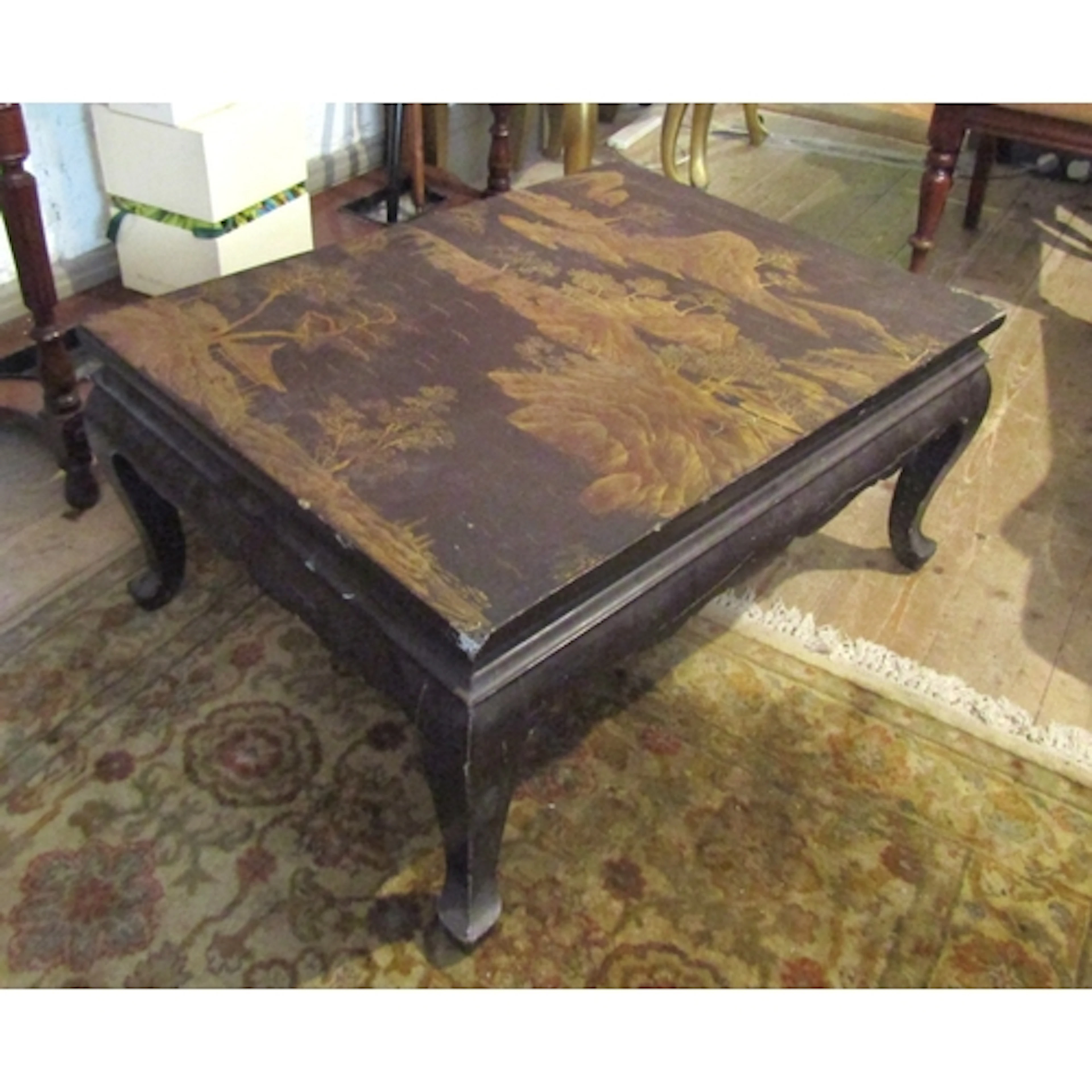 Perret and Vibert French Lacquer and Gilt Decorated Coffee T...