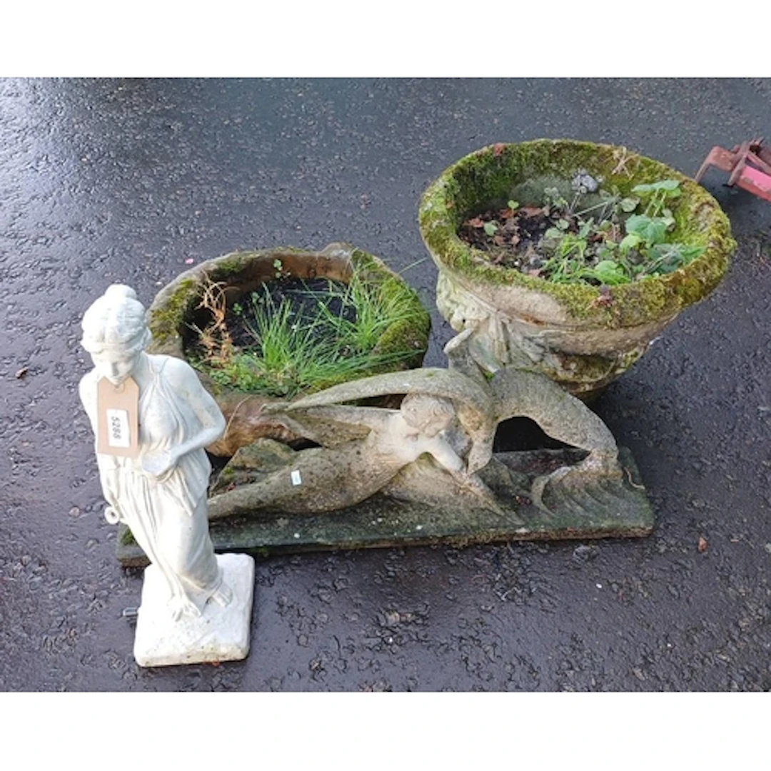 RECONSTITUTED STONE GARDEN PLANTER, STONE EFFECT GARDEN SCUL...