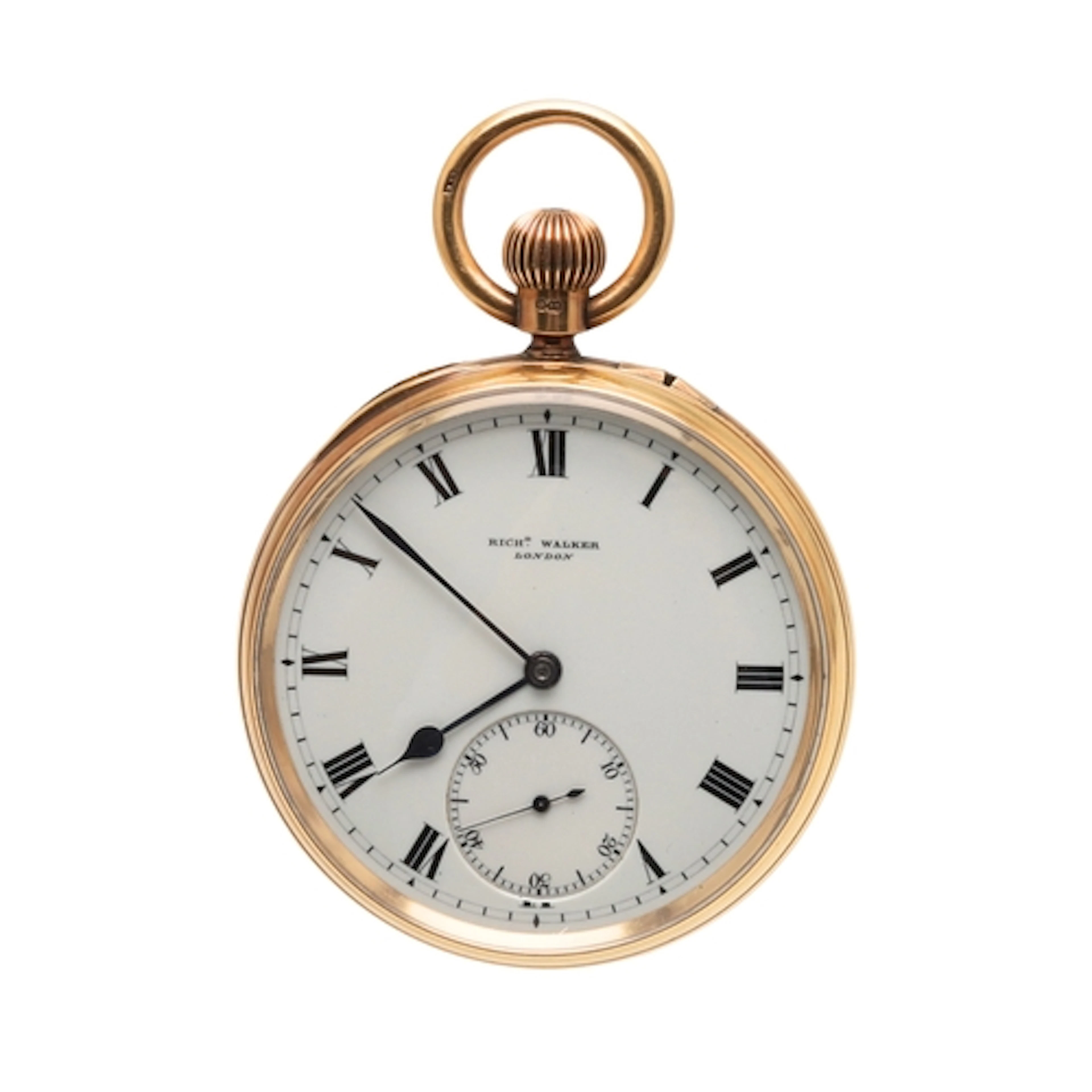 AN 18CT GOLD OPEN FACED POCKET WATCH BY RICHARD WALKER, LOND...