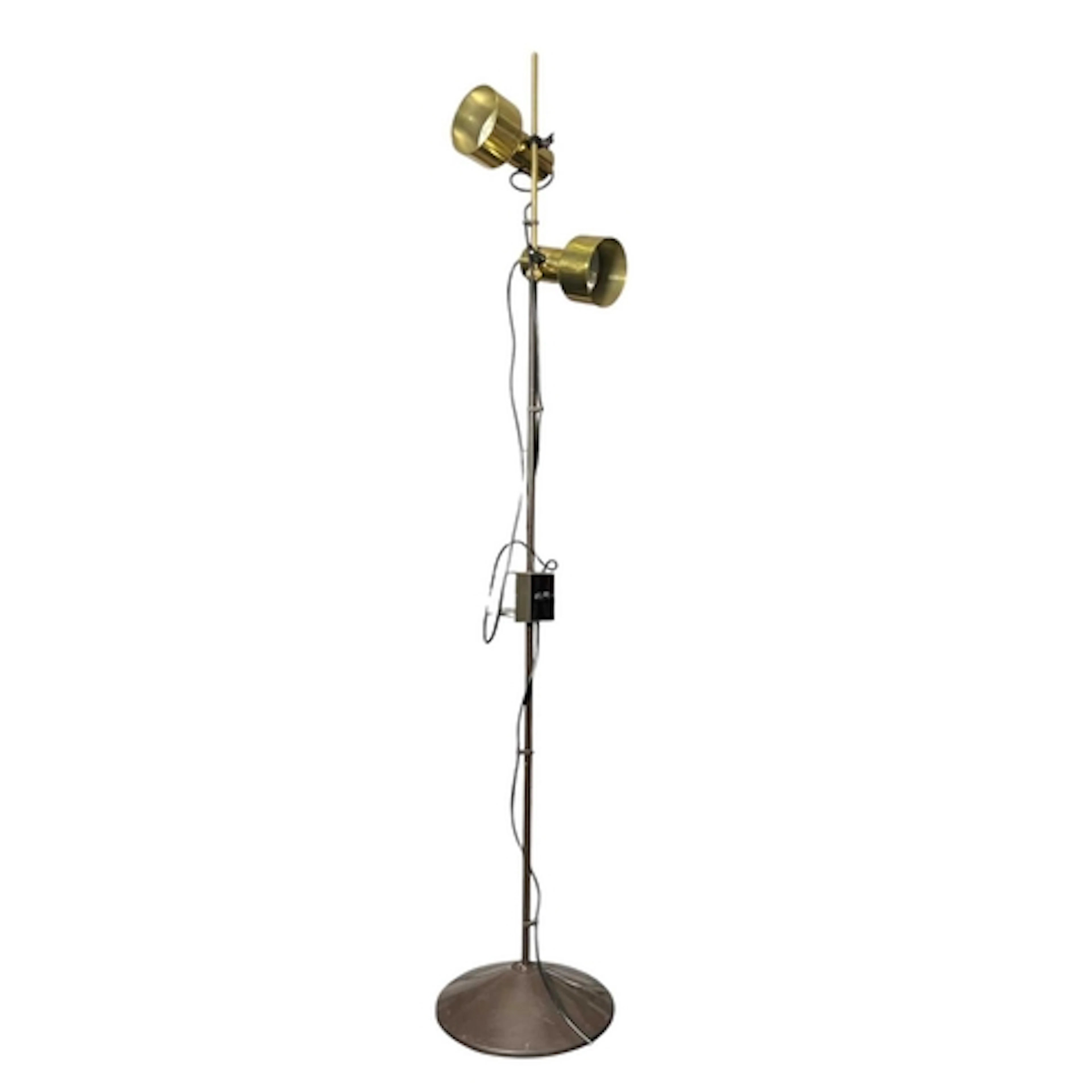 Mac Lamp - a mid century standing floor lamp in a gold finis...