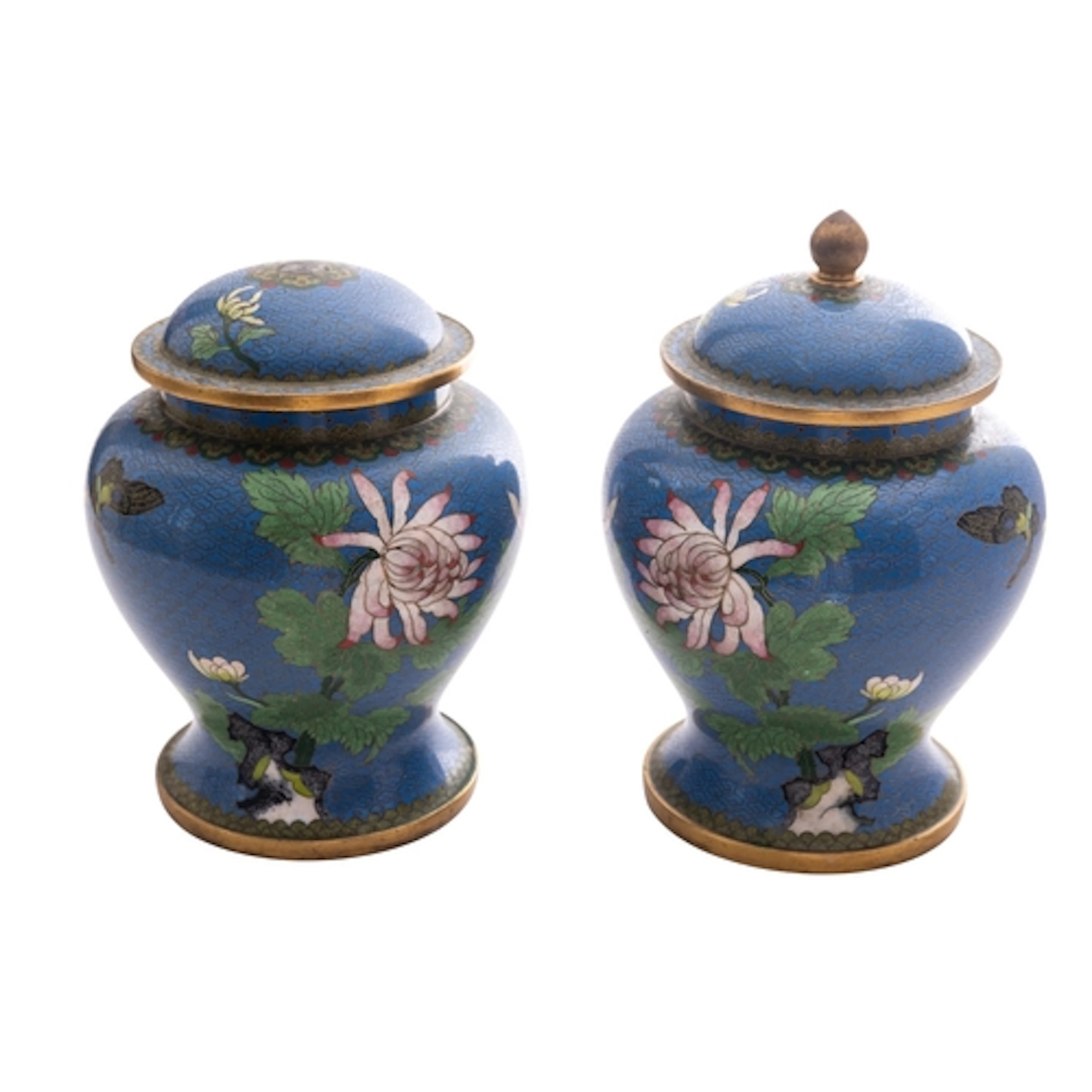 A pair of Chinese cloisonne baluster vases and covers, late ...
