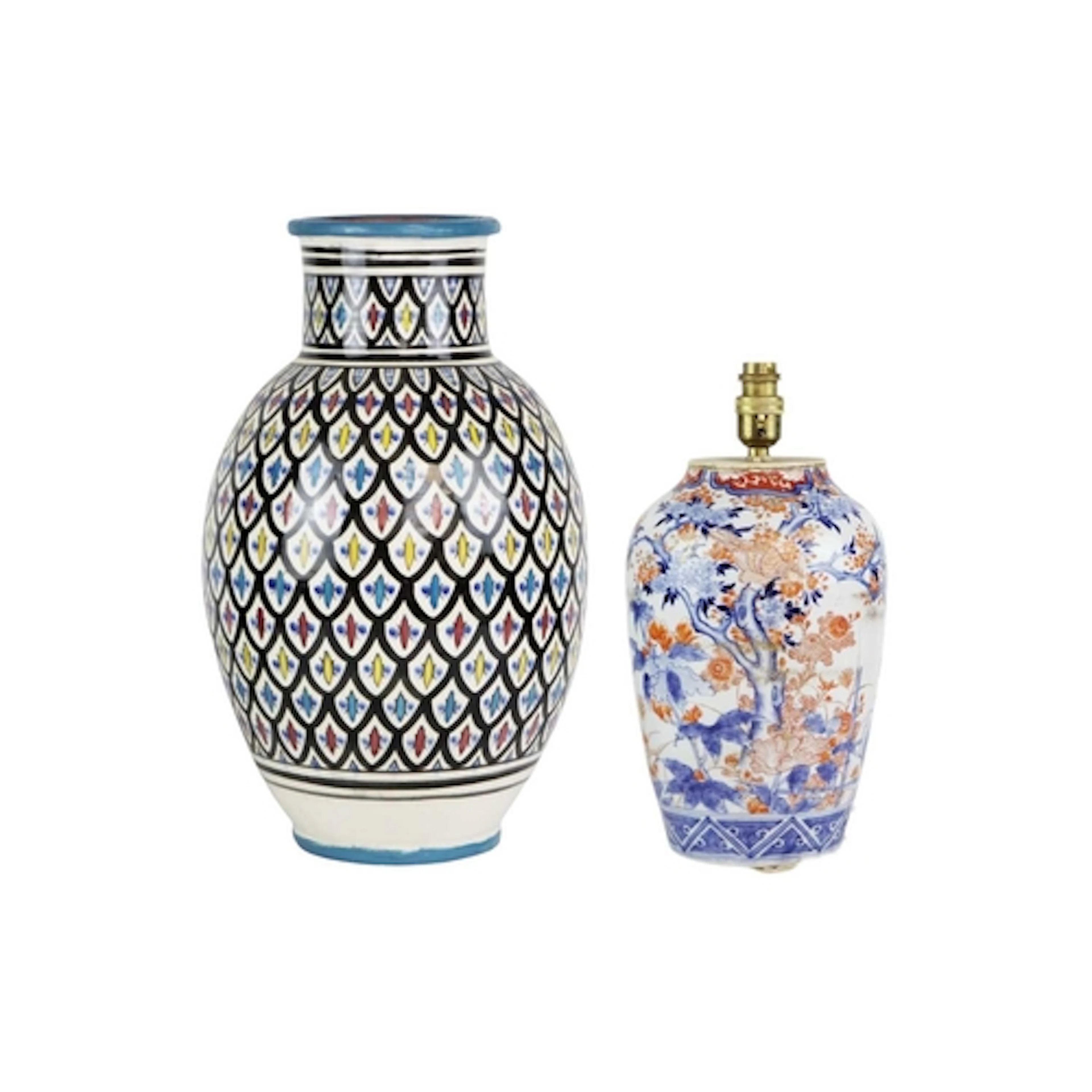 A Japanese Imari vase. Later converted into a lamp and now r...