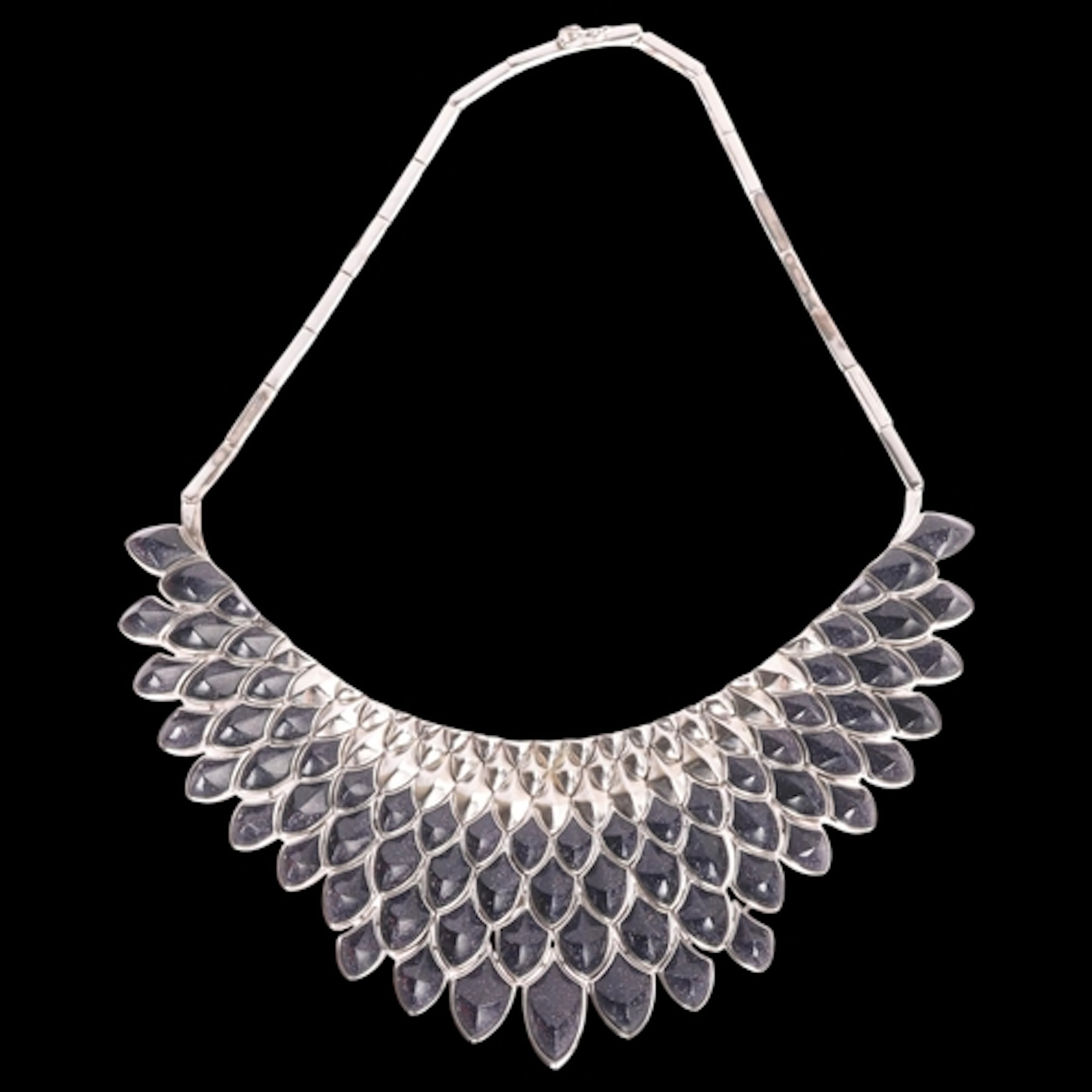 STEPHEN WEBSTER - a heavy sterling silver blue goldstone bib...