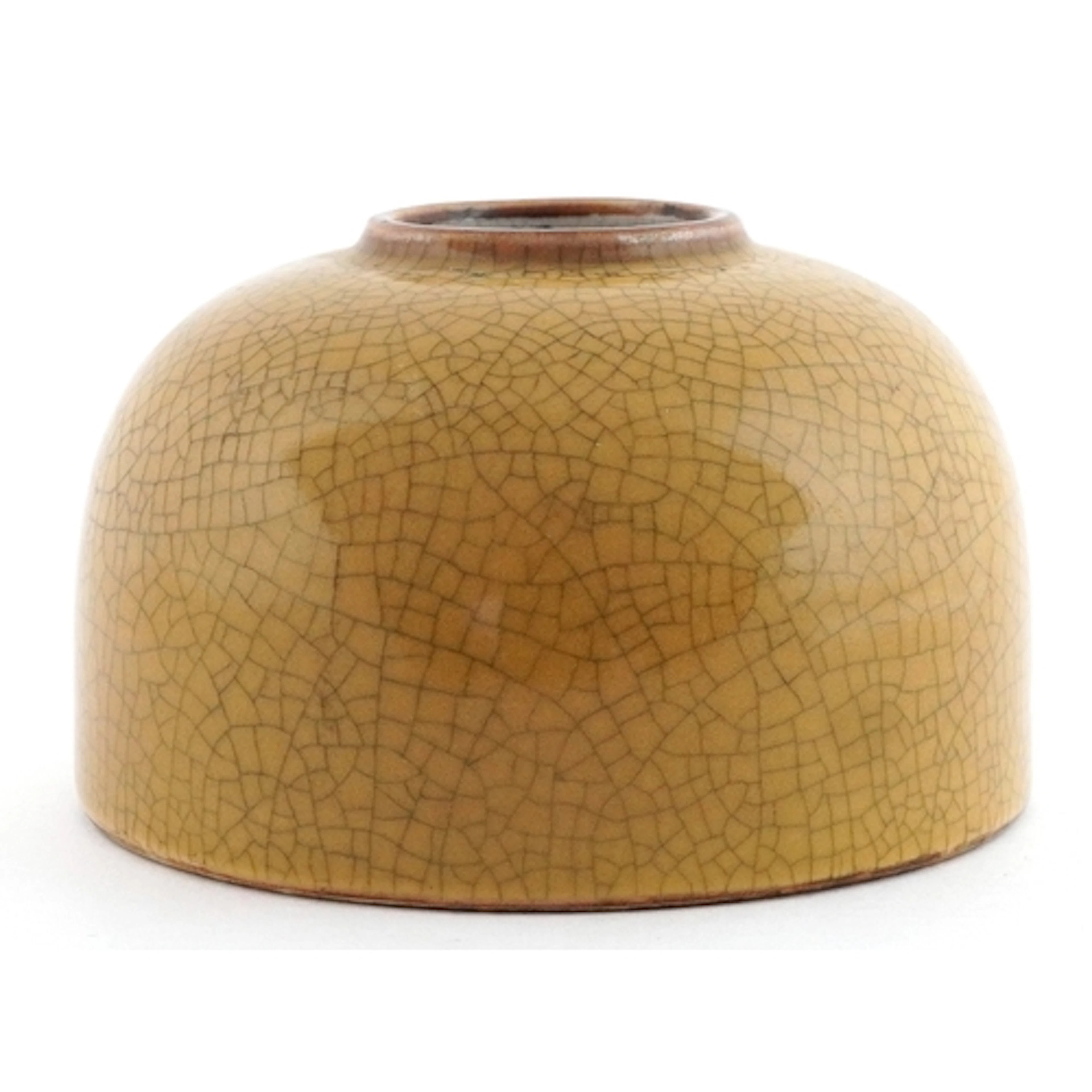 Chinese porcelain yellow crackle glazed brush washer, 11.5cm...