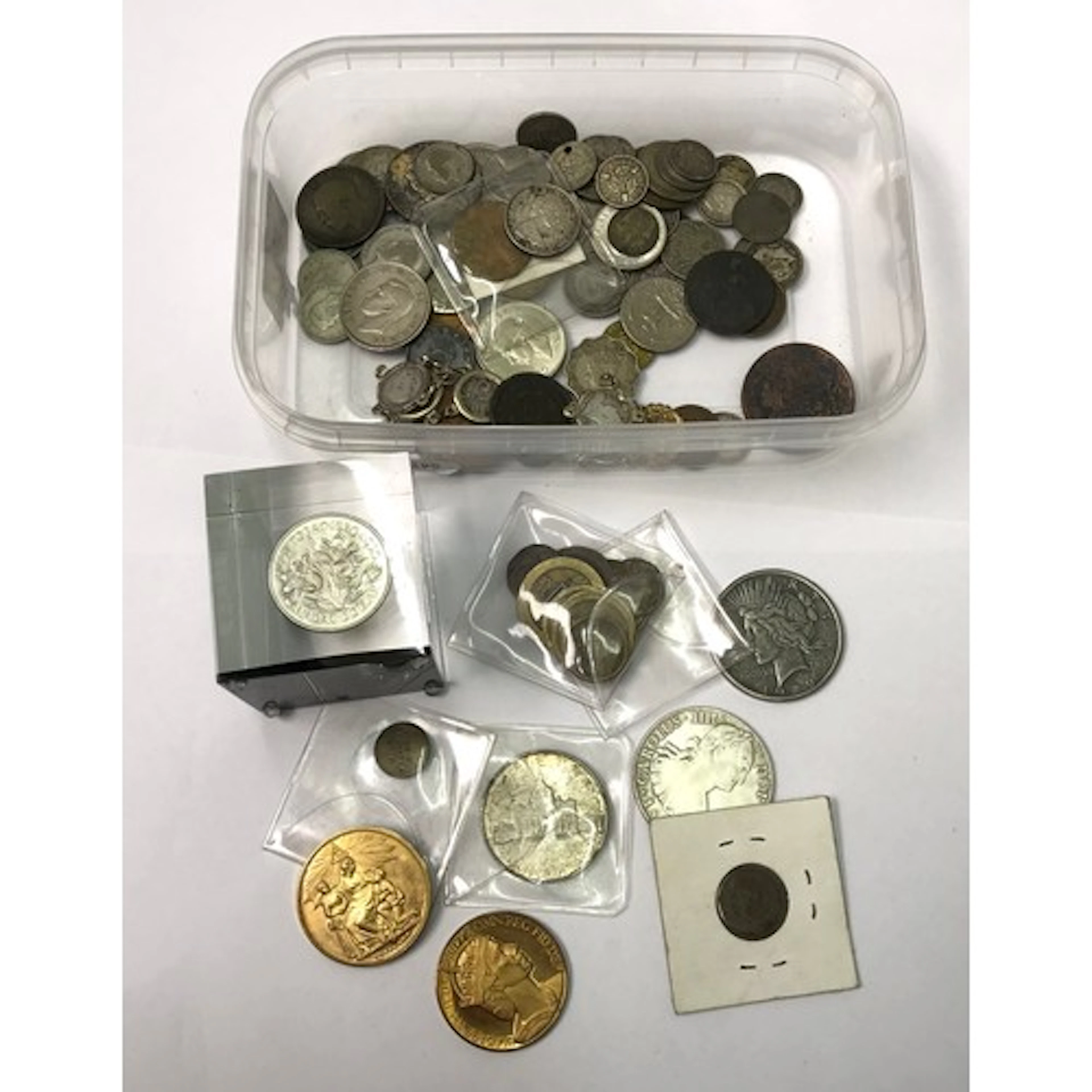 Various coins and tokens