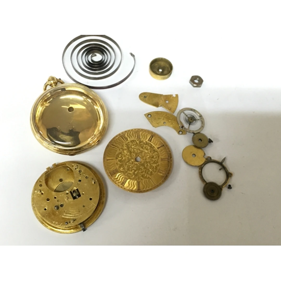 An 18ct gold key wind pocket watch with turned case, offered...