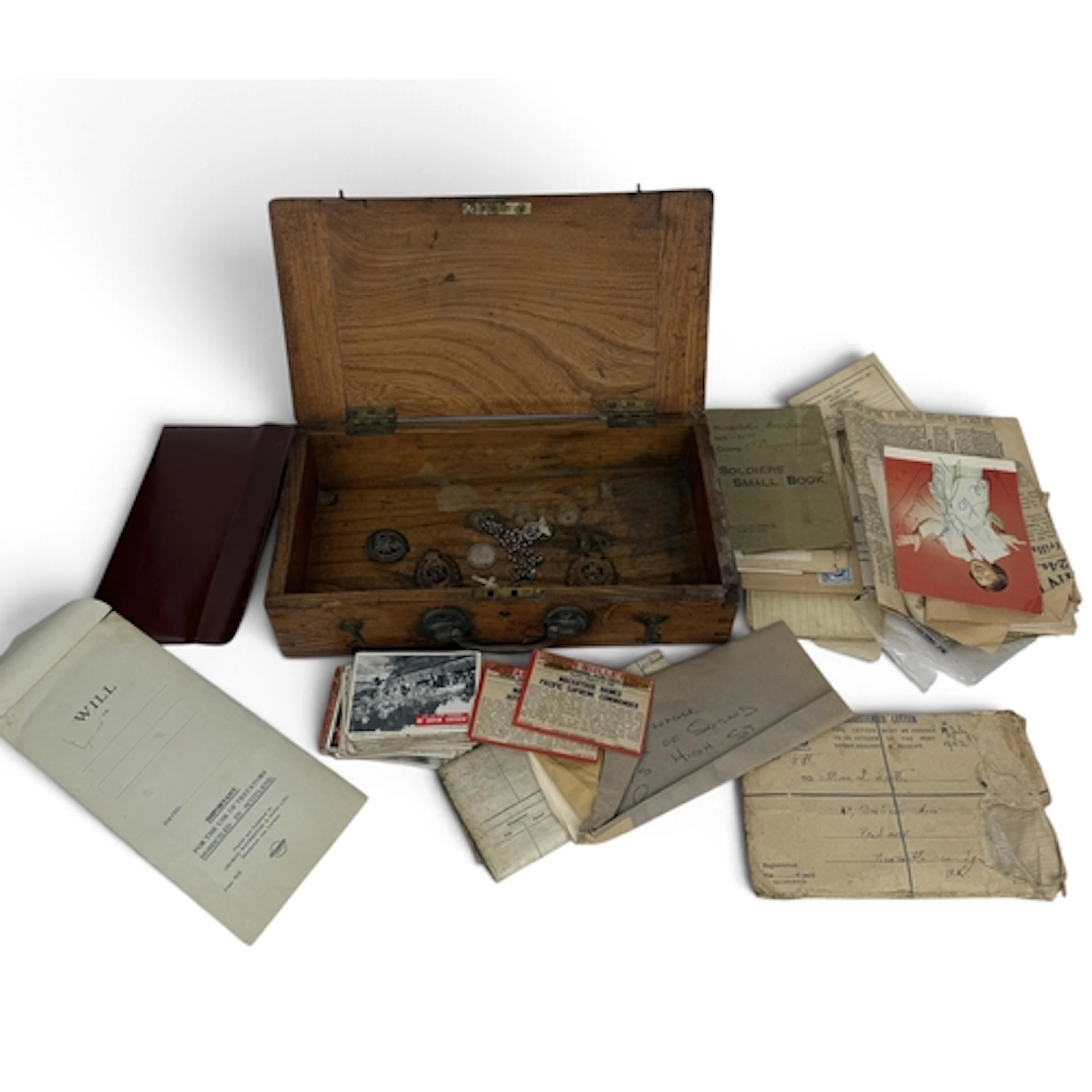 WWII MILITARY CARDS AND CORRESPONDENCE WITH CAP BADGES AND E...