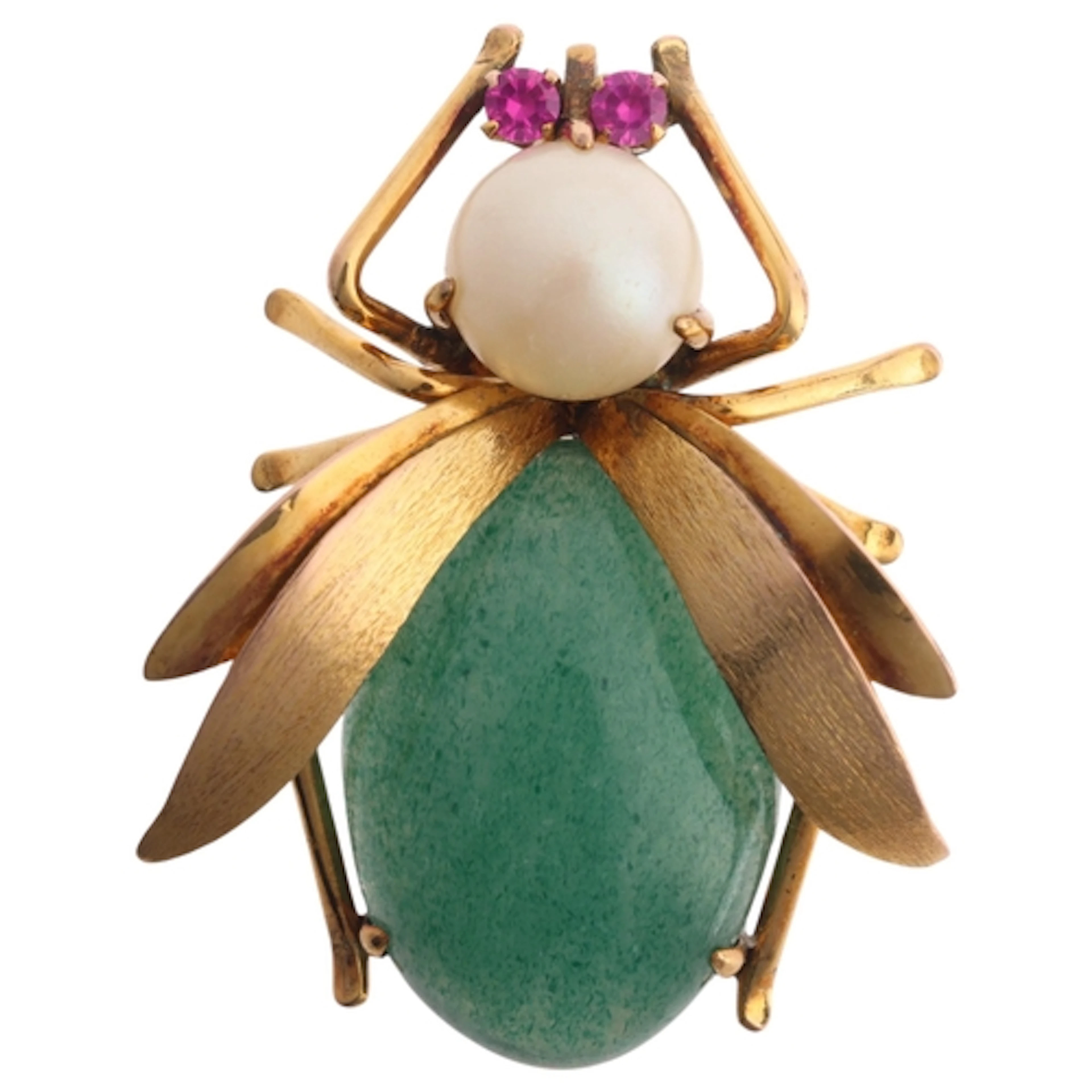 A Continental 14ct gold gem set 'Fly' brooch, set with oval ...