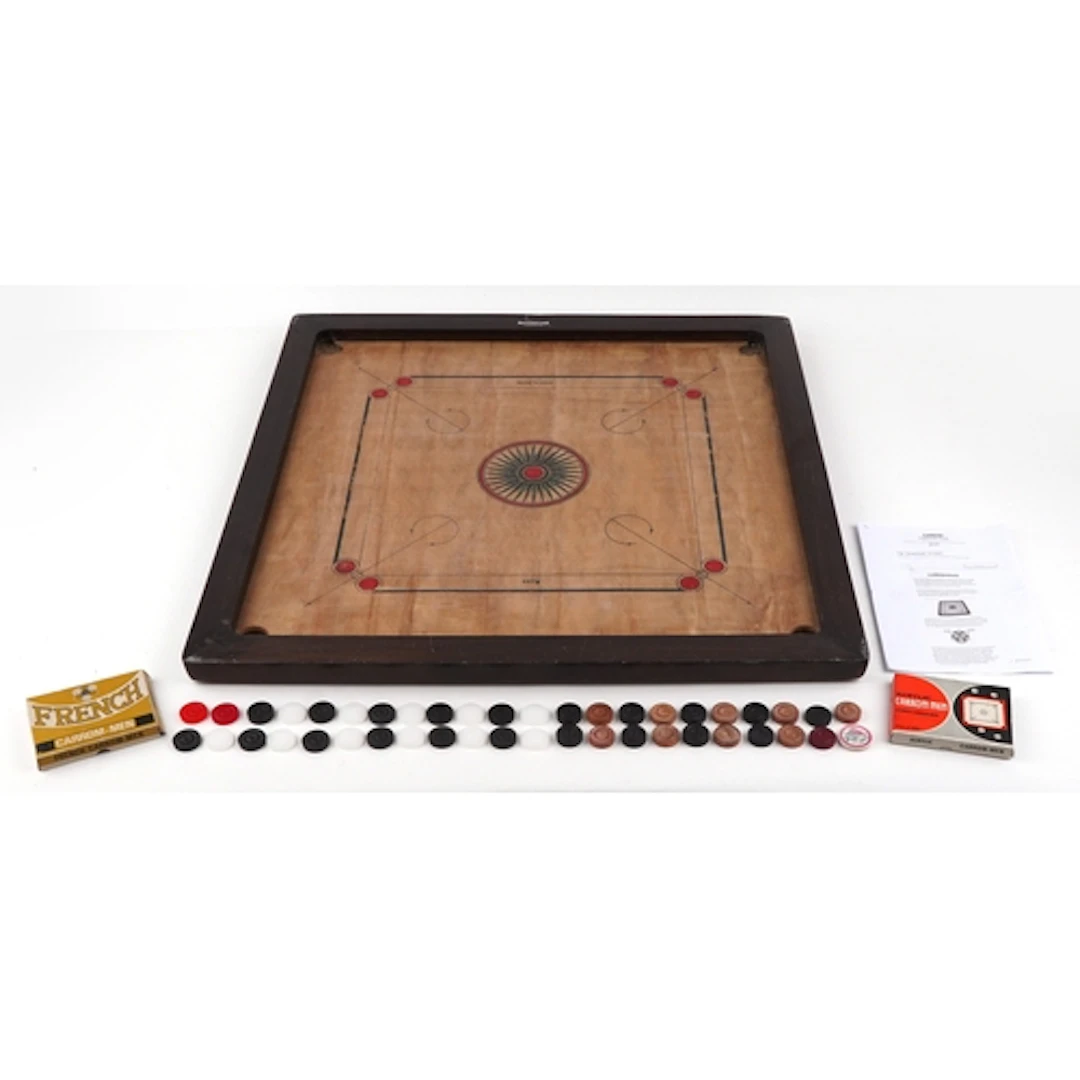 Vintage Indian Carrom table top game with a set of counters ...