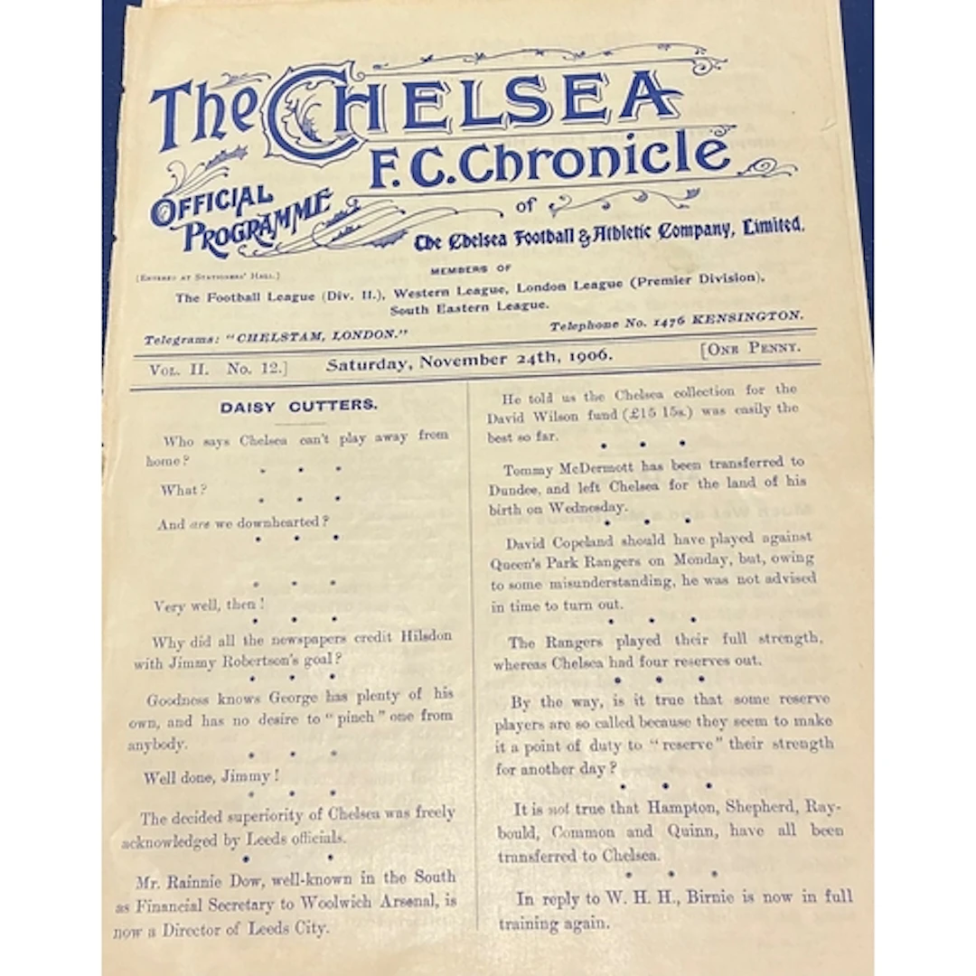 1906-1907 Chelsea v Barnsley Football Programme: Ex bound vo...
