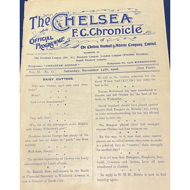 1906-1907 Chelsea v Barnsley Football Programme: Ex bound vo...