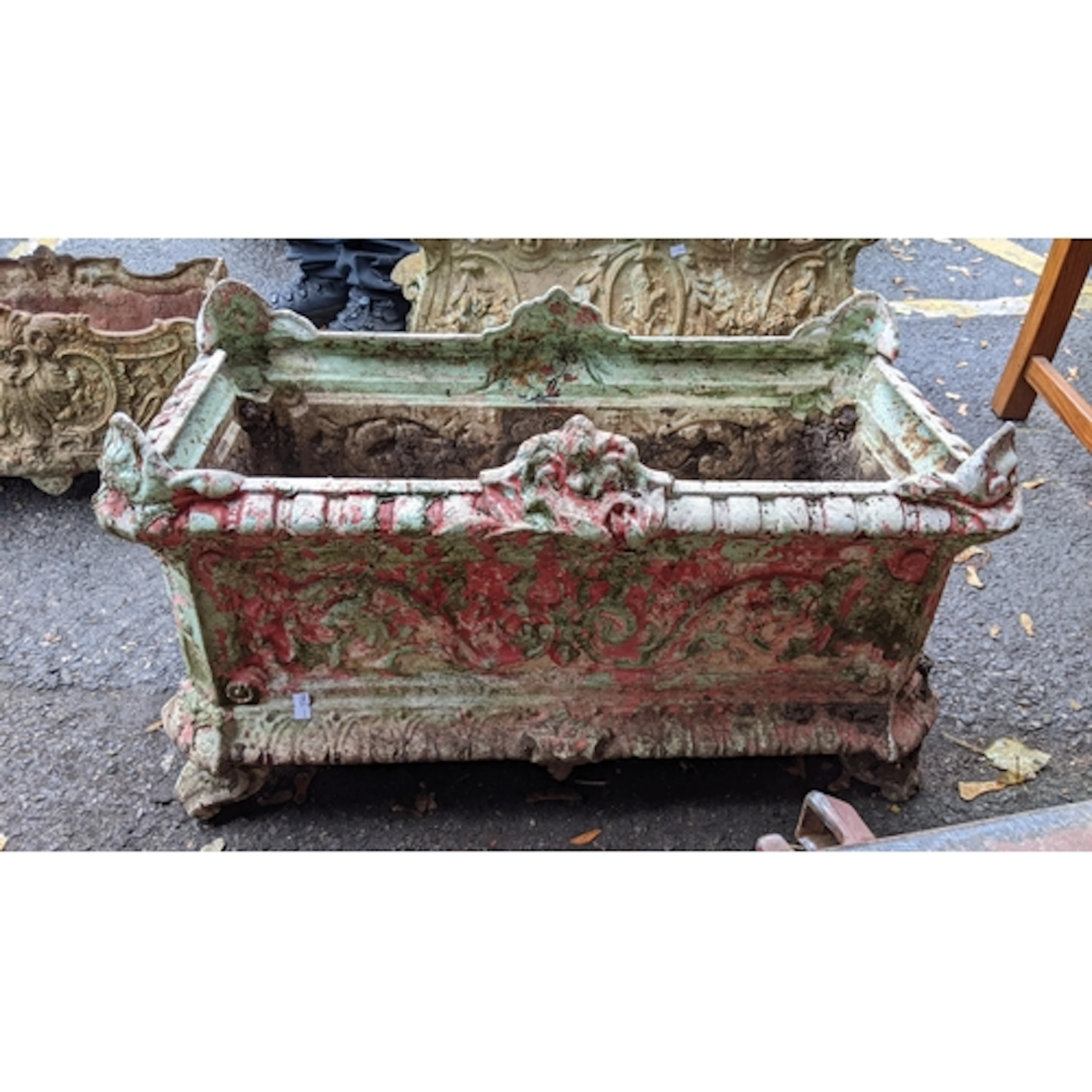 A late 19th century cast iron planter of rectangular form, c...