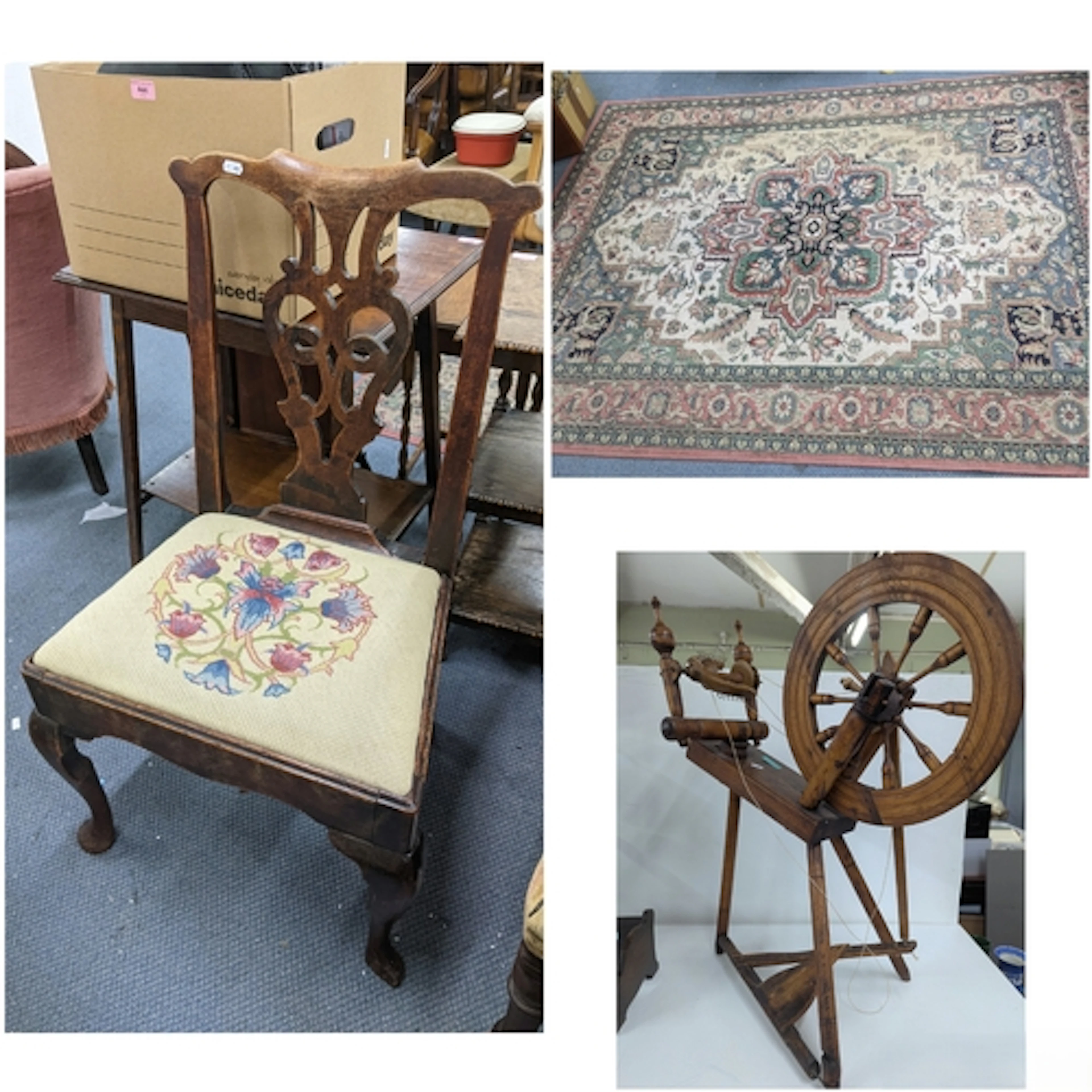 A mixed lot to include two similar rugs both having a centra...