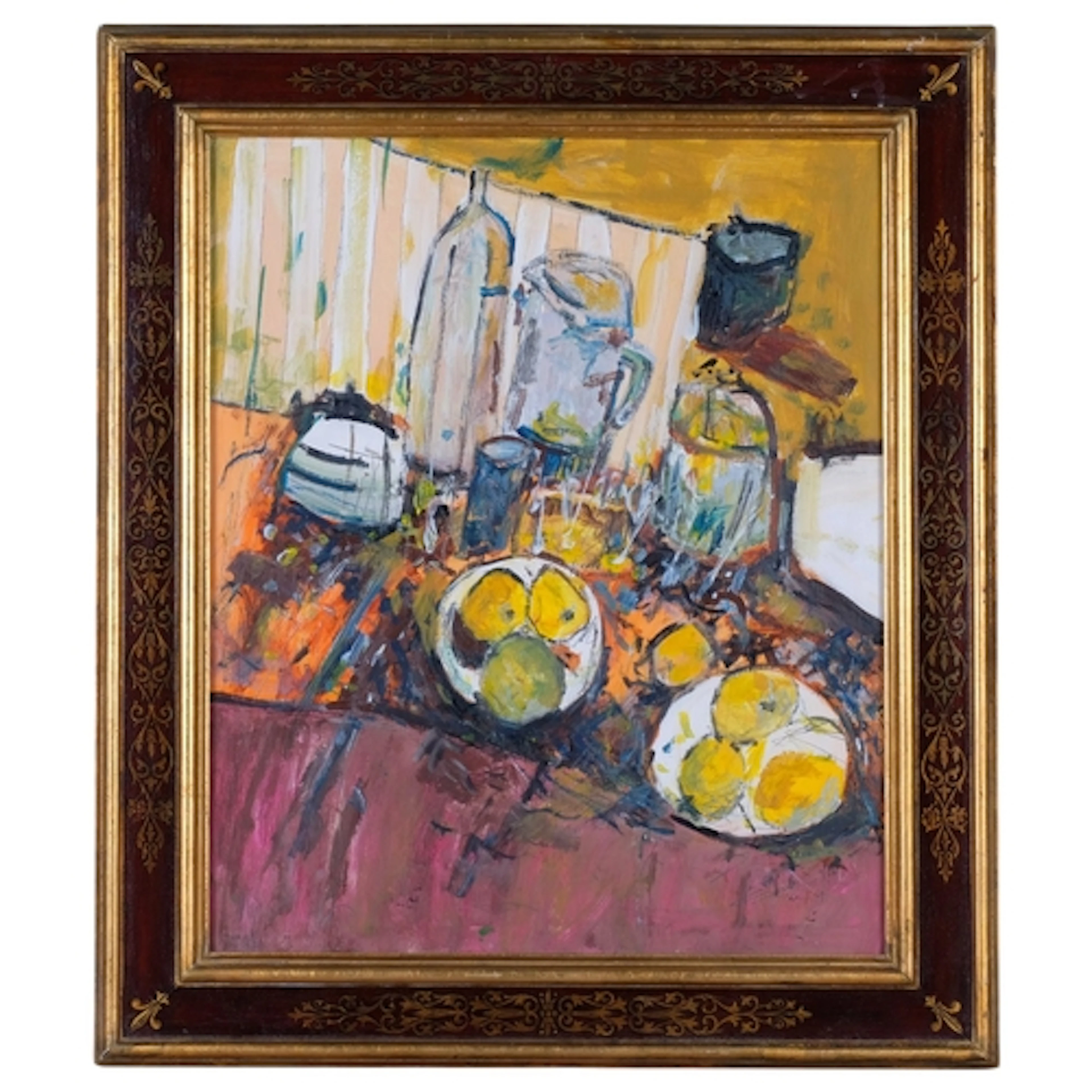 Abstract still life, contemporary oil on board, unsigned, 61...