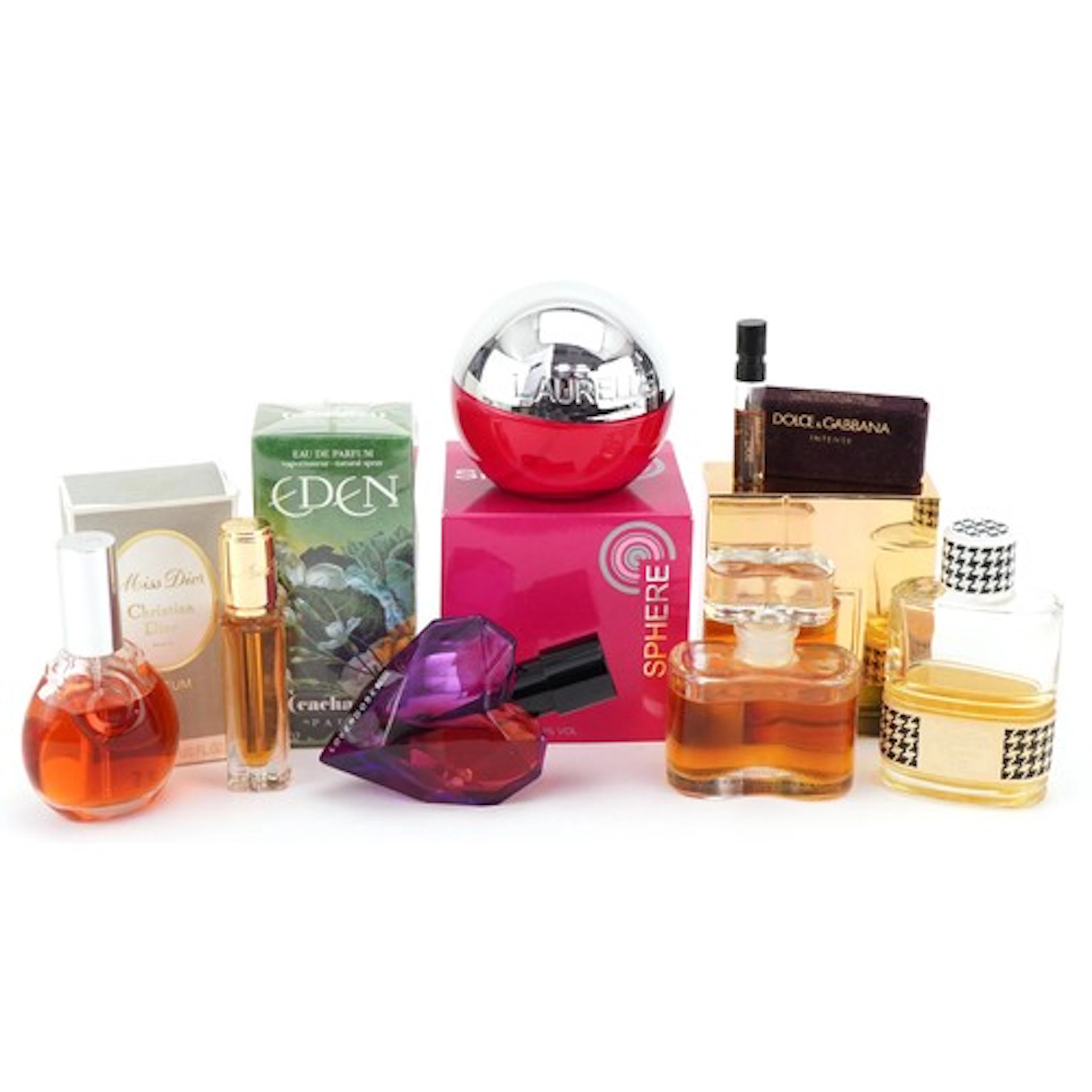 Vintage and later new and part used perfume bottles includin...