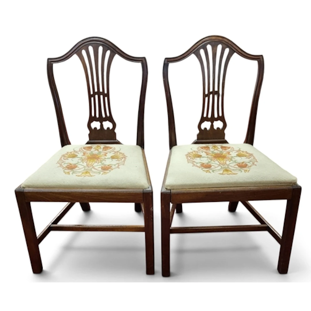 A pair of 19th Century Mahogany shield back Dining Chairs wi...