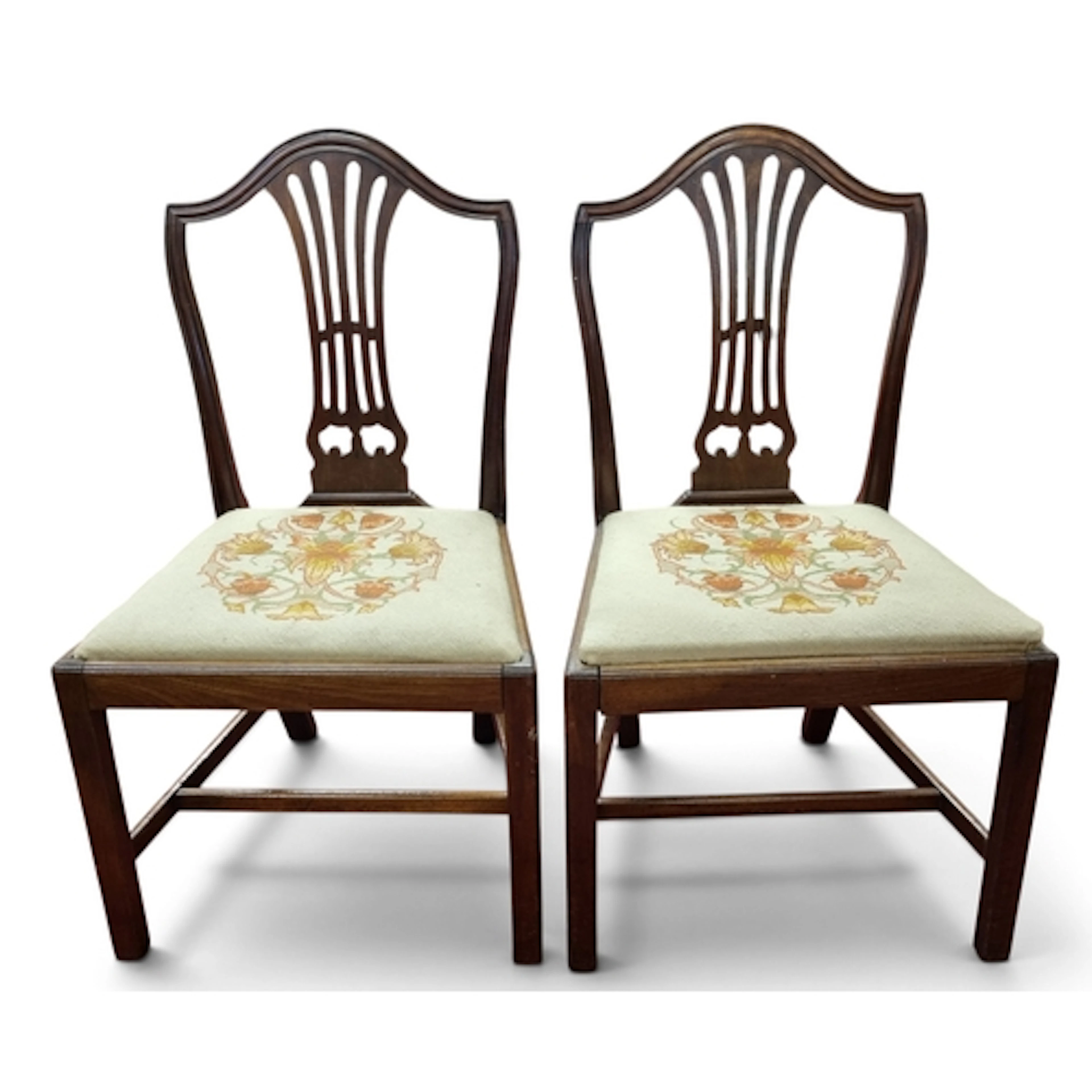 A pair of 19th Century Mahogany shield back Dining Chairs wi...