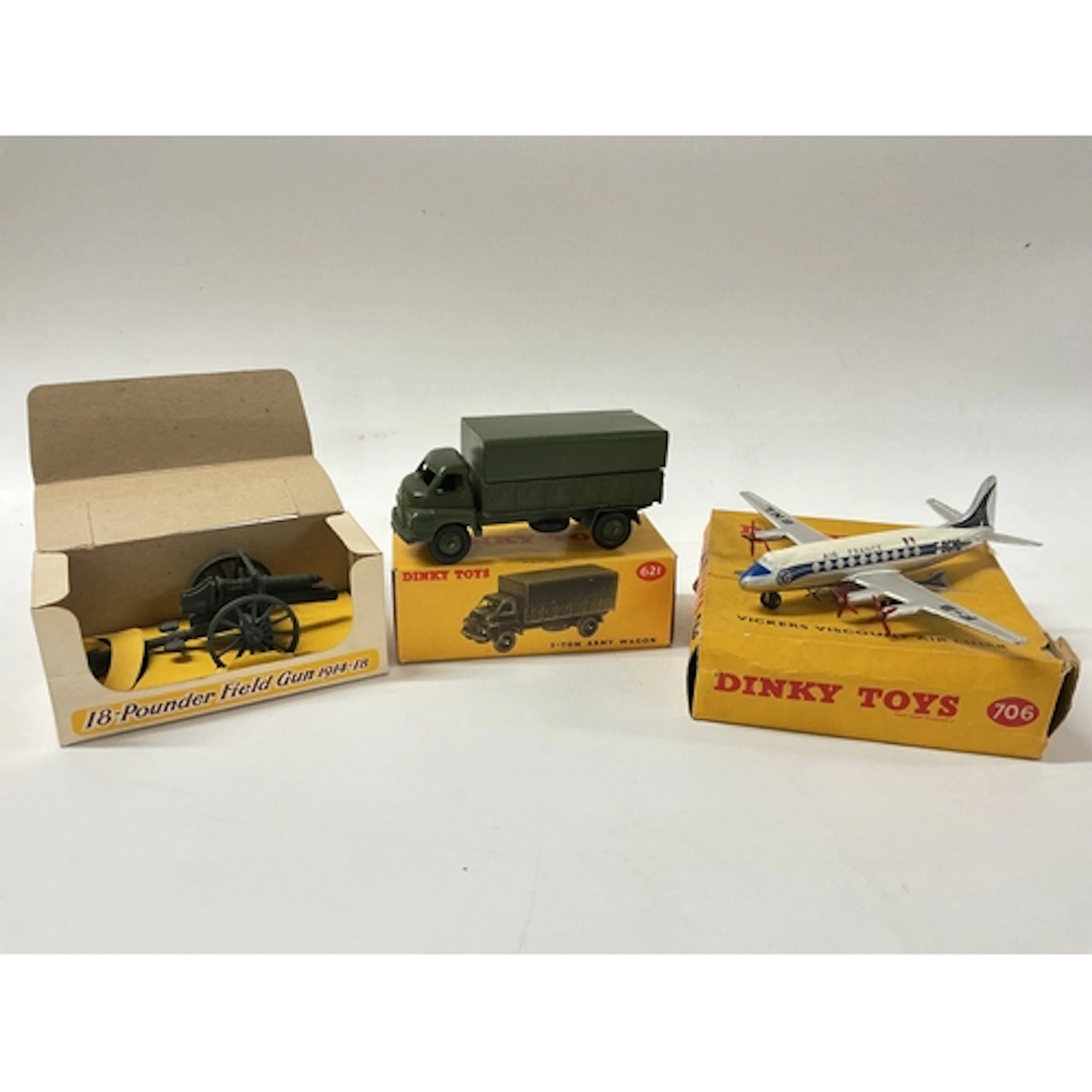 A Boxed Crescent Toys 18-Pounder Field Gun, A Dinky 3-Ton Ar...