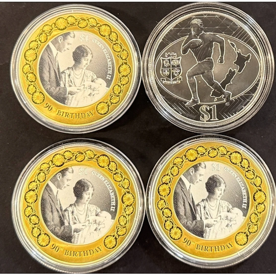 A group of four New Zealand silver proof $1 coins, comprisin...