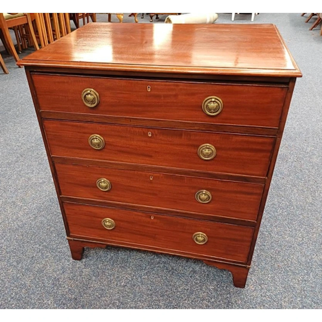 LATE 19TH CENTURY MAHOGANY CHEST OF 4 LONG GRADUATED DRAWERS...