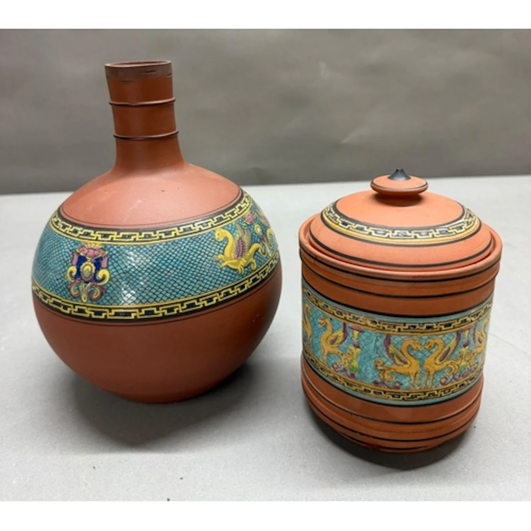 A small selection of stoneware decorated with Greek key and ...