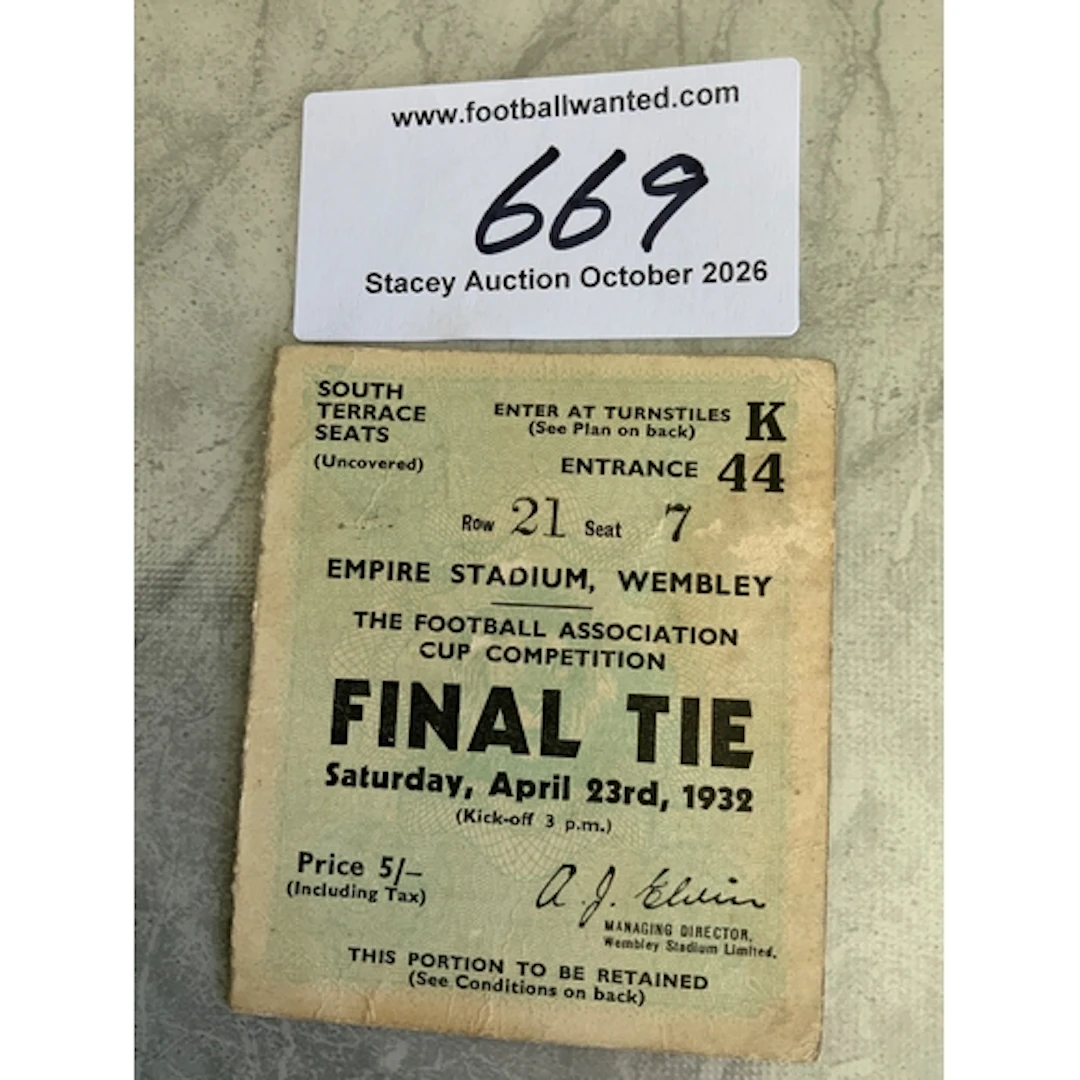 1932 FA Cup Final Football Ticket: Arsenal v Newcastle in fa...