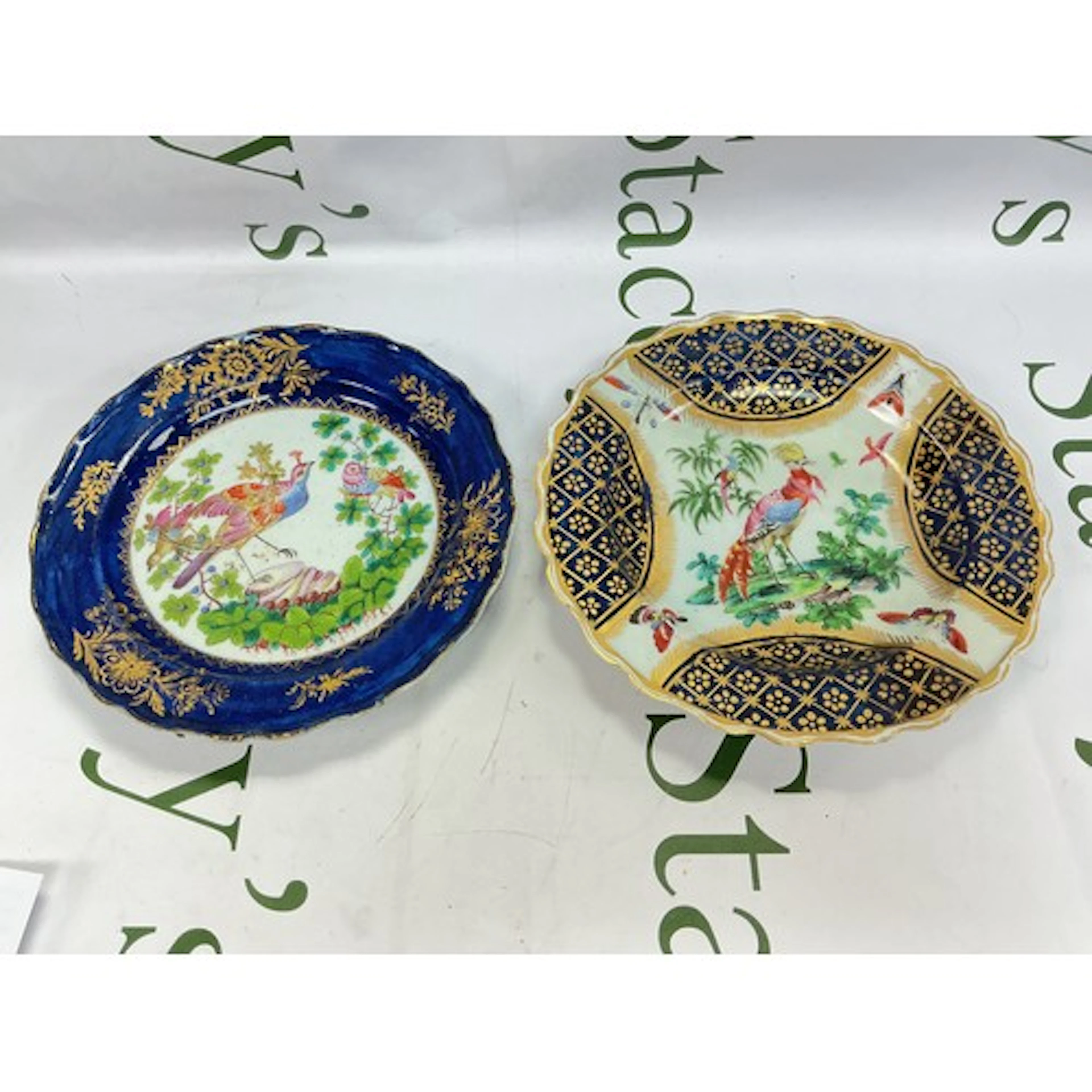 Two Bow porcelain plates decorated in the manner of the Gile...