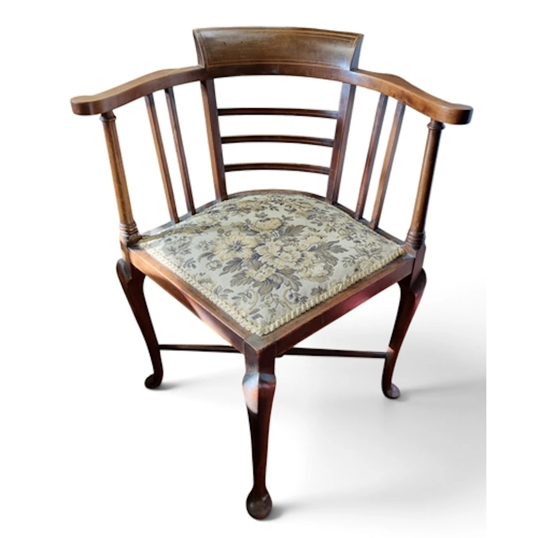 An Edwardian Mahogany and Inlaid Corner Chair of good qualit...